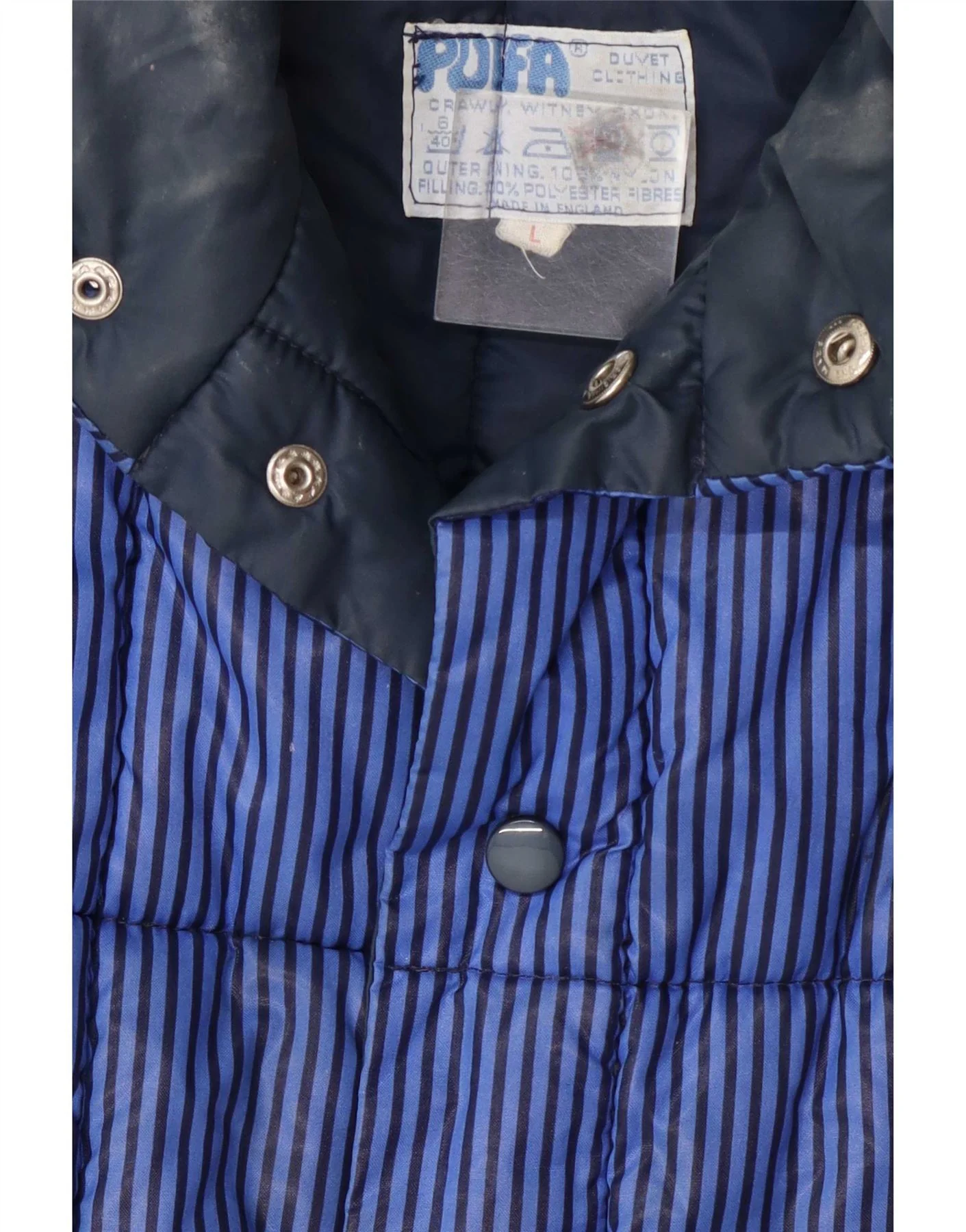 Puffa Mens Padded Gilet UK 40 Large Blue Pinstripe Nylon - Image 4