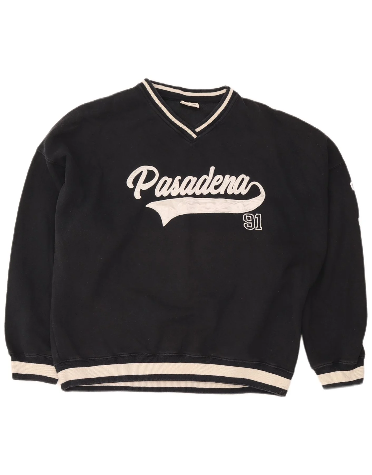 Pull & Bear Mens Pasadena Sweatshirt Jumper Large Navy Blue Colourblock