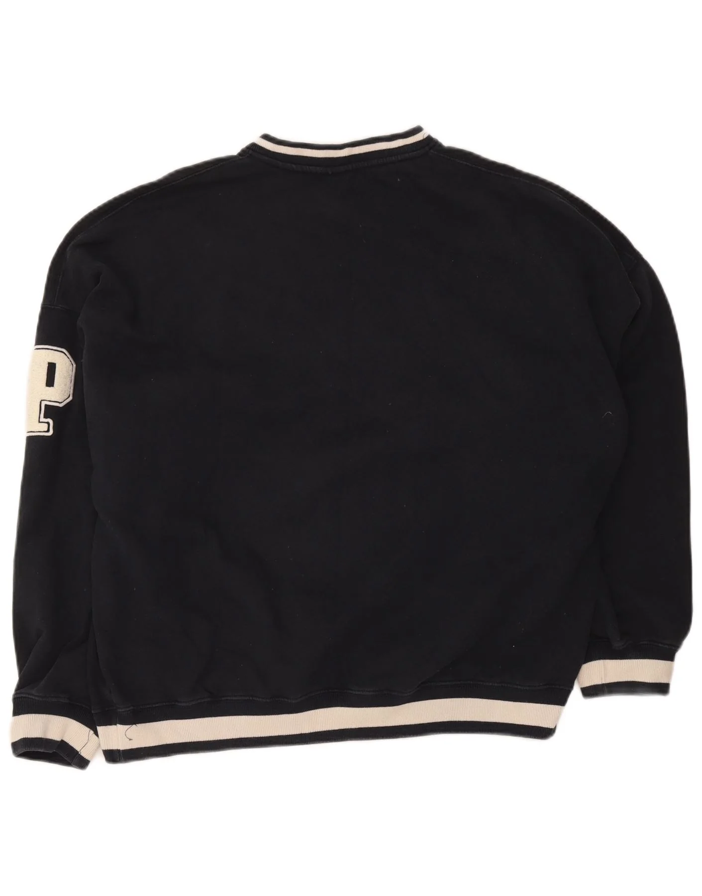 Pull & Bear Mens Pasadena Sweatshirt Jumper Large Navy Blue Colourblock - Image 2