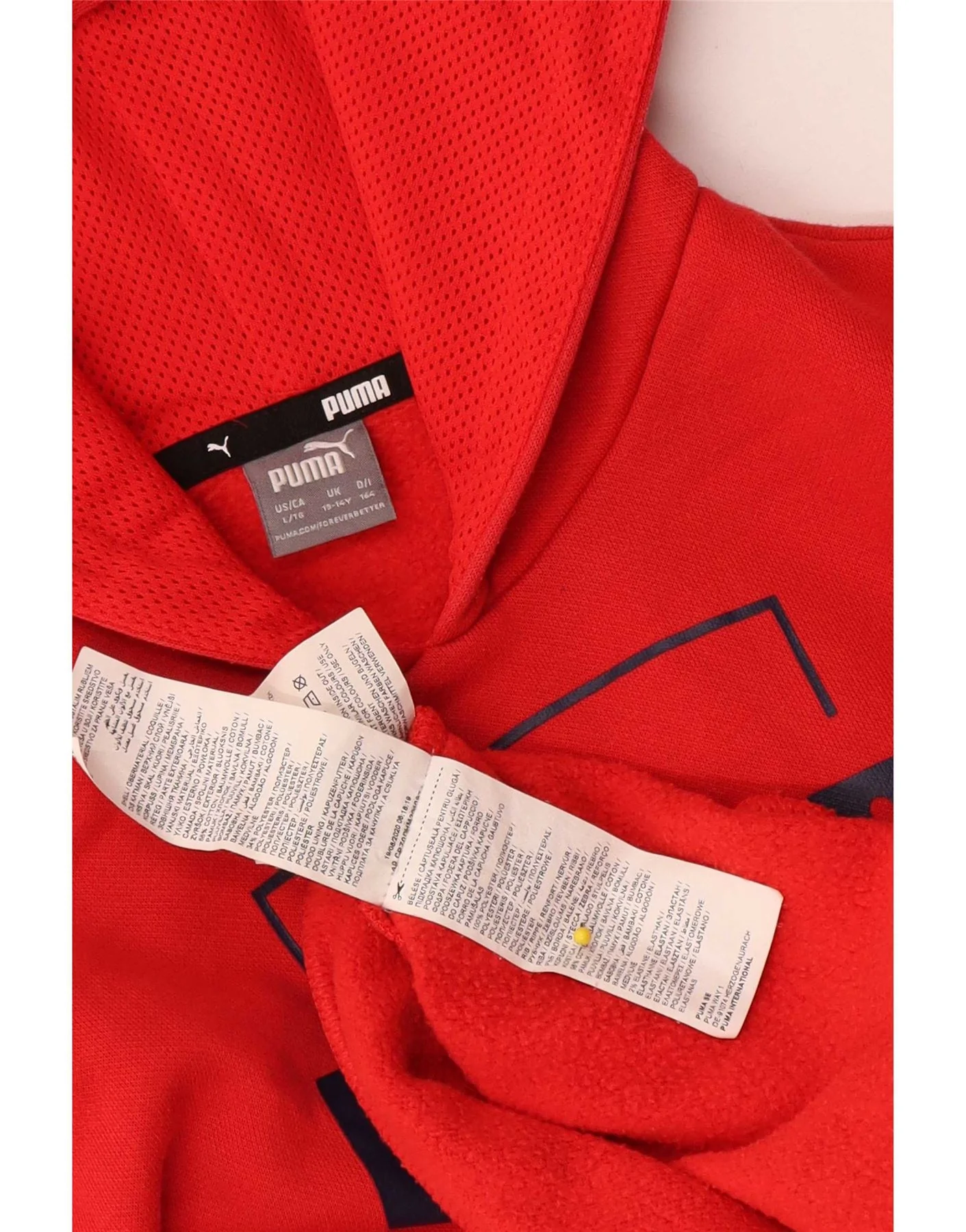 Puma Boys Graphic Hoodie Jumper 13-14 Years Red Polyester - Image 3