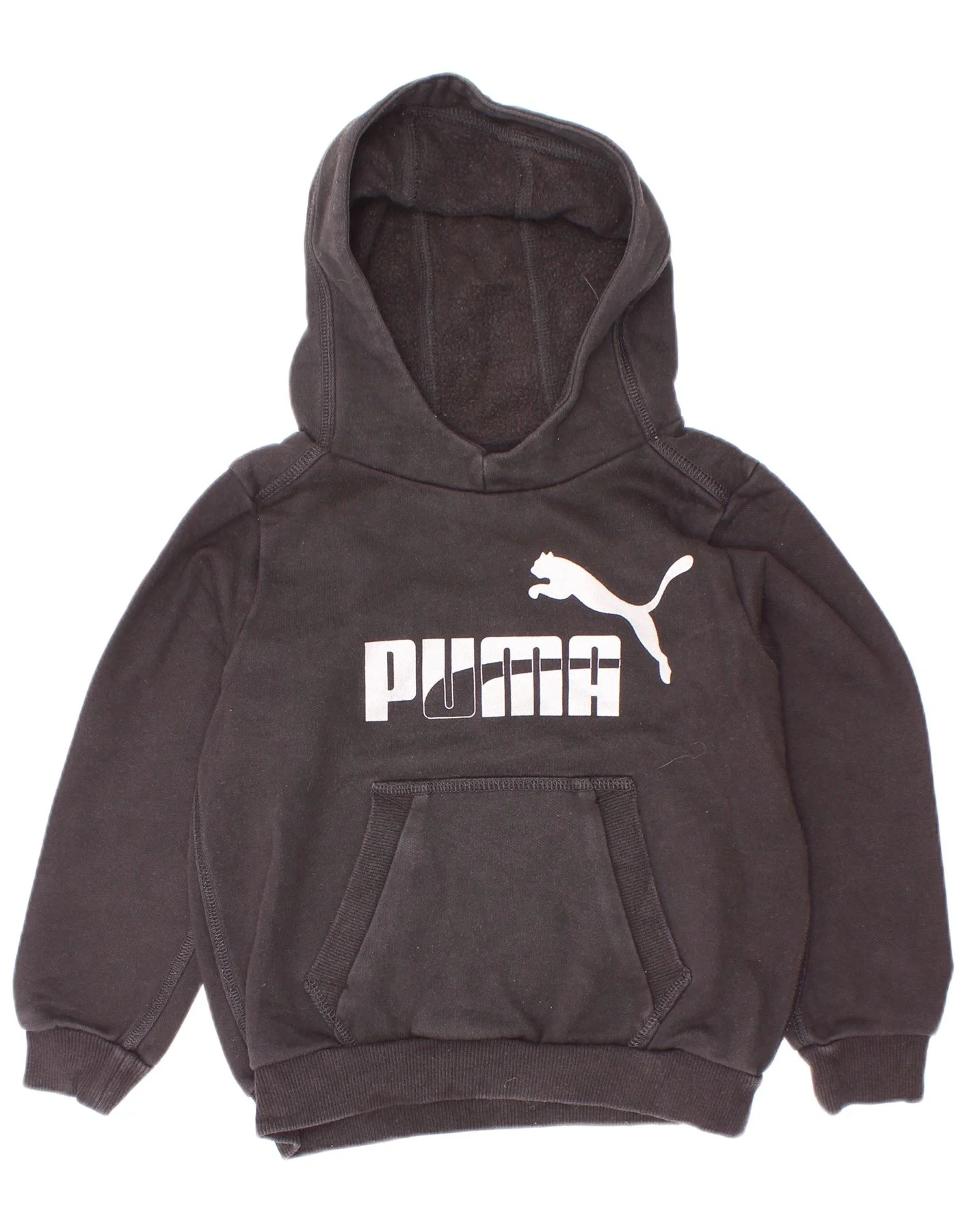 Puma Boys Graphic Hoodie Jumper 5-6 Years Black Cotton