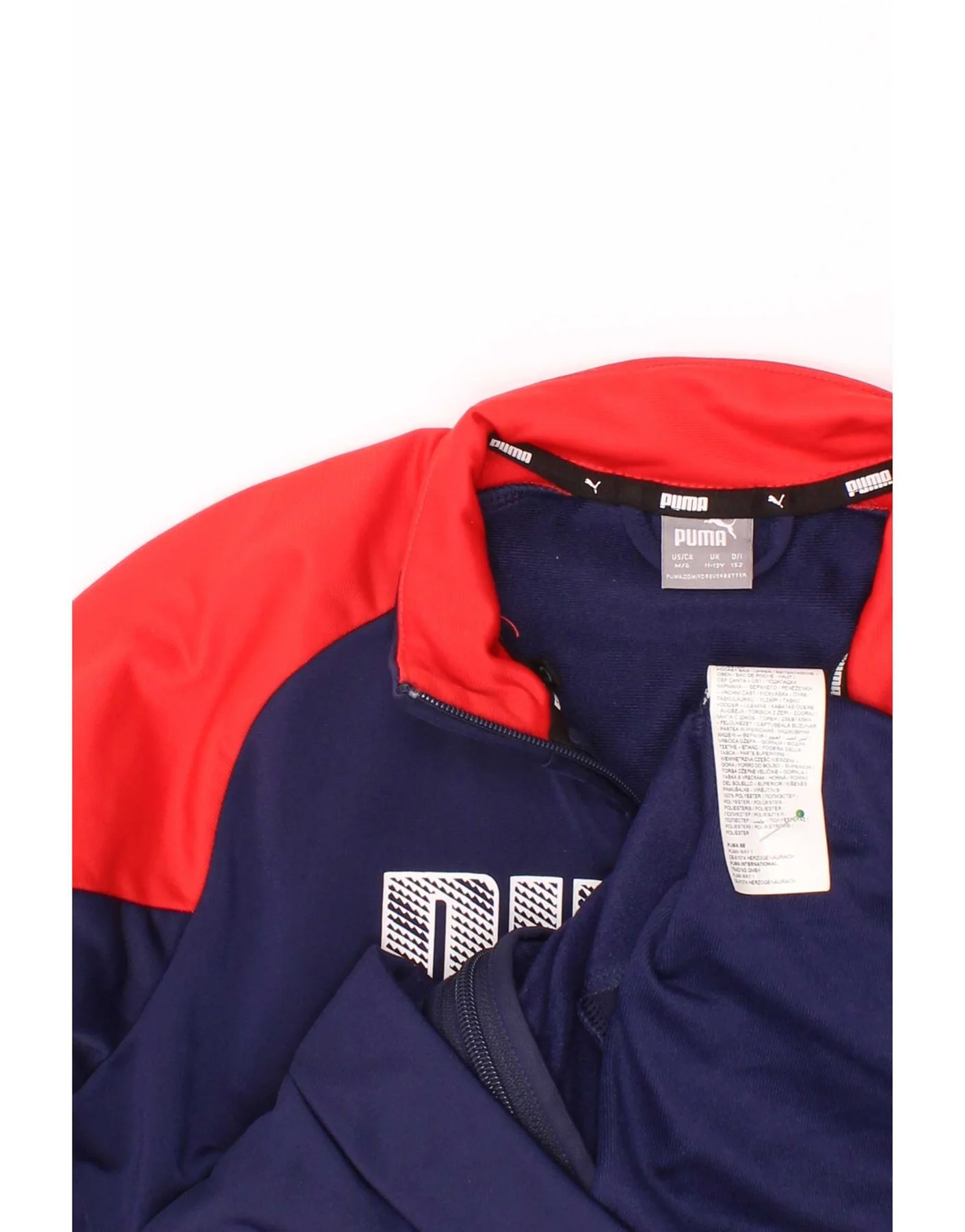 Puma Boys Graphic Tracksuit Top Jacket 11-12 Years Navy Blue Colourblock - Image 3