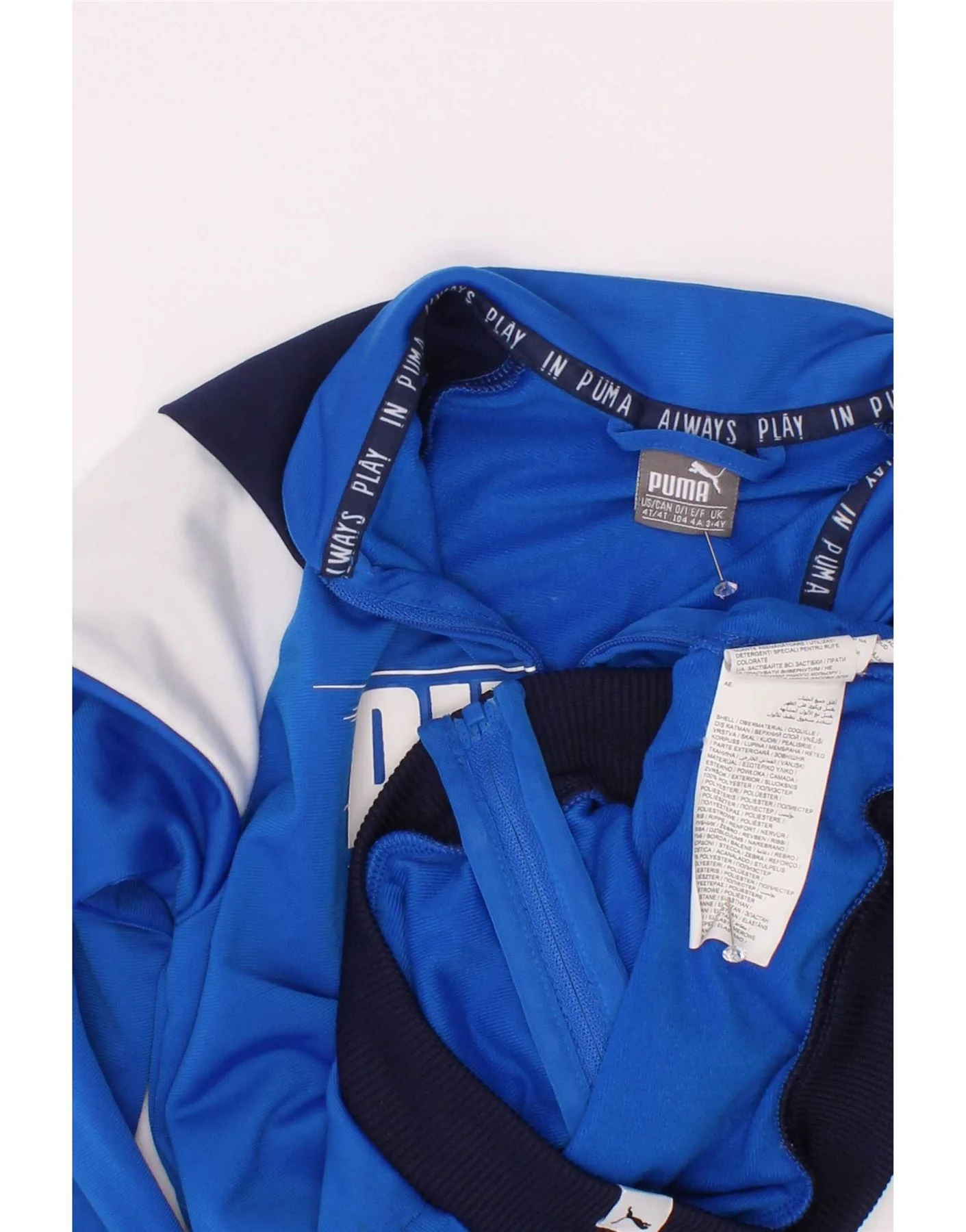 Puma Boys Graphic Tracksuit Top Jacket 3-4 Years Blue Colourblock Polyester - Image 3