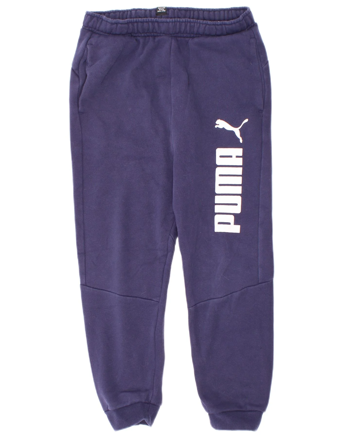 Puma Boys Graphic Tracksuit Trousers Joggers 7-8 Years Navy Blue Cotton