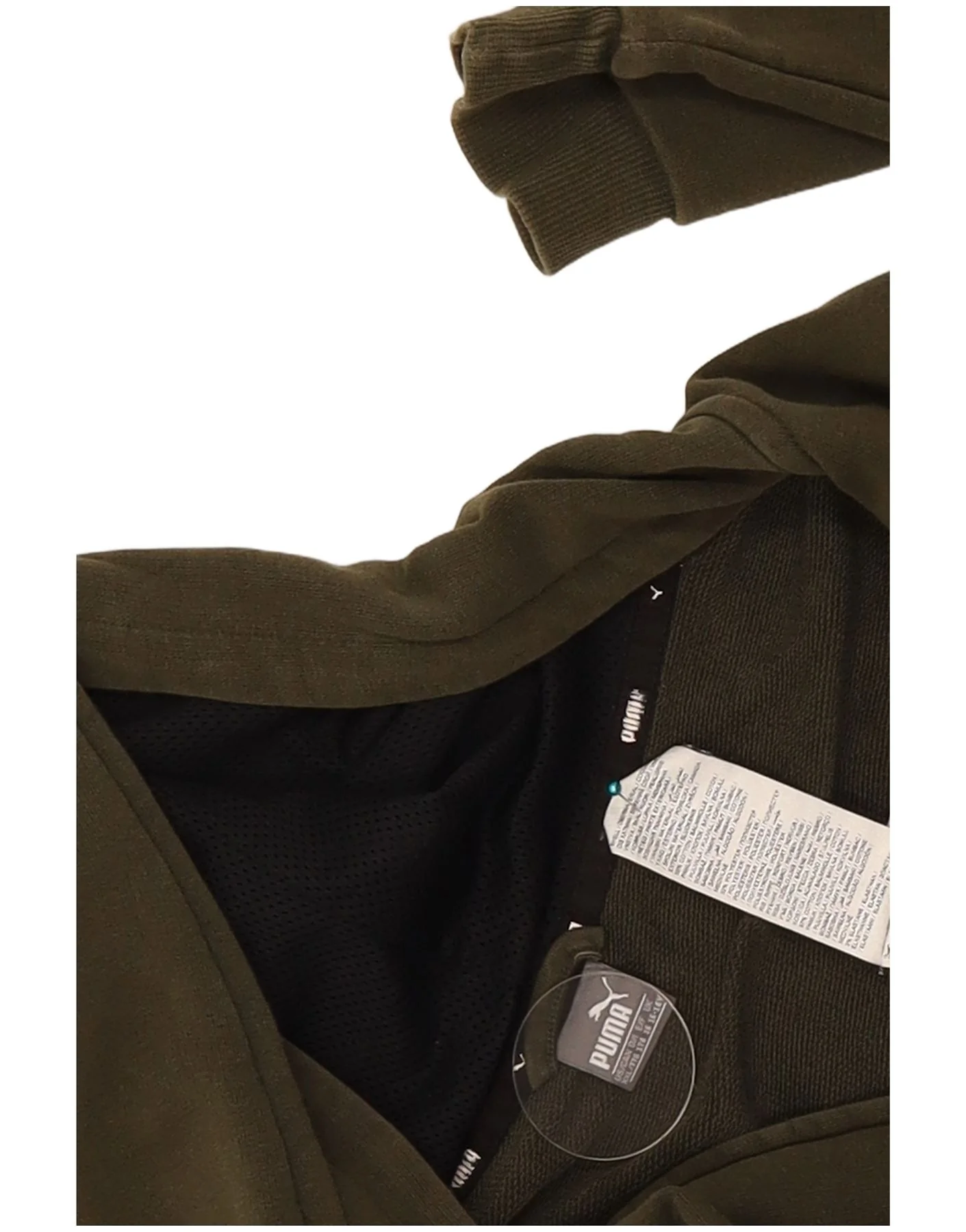Puma Boys Graphic Zip Hoodie Sweater 15-16 Years Khaki Cotton - Image 3