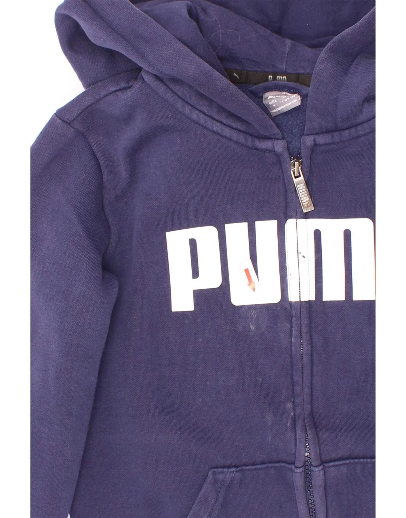 Puma Boys Graphic Zip Hoodie Sweater 9-10 Years Navy Blue Cotton - Image 3