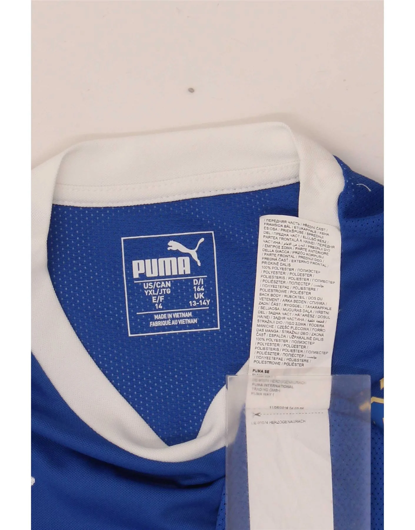 Puma Boys Italia Graphic T-Shirt Top 13-14 Years Blue Polyester - Image 3