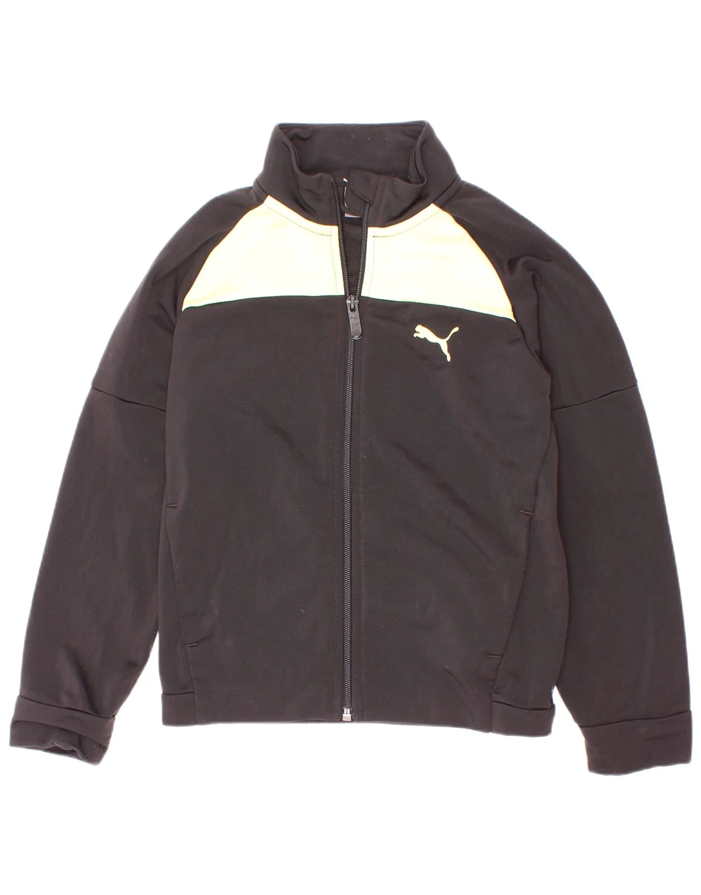 Puma Boys Tracksuit Top Jacket 7-8 Years Black Colourblock Polyester