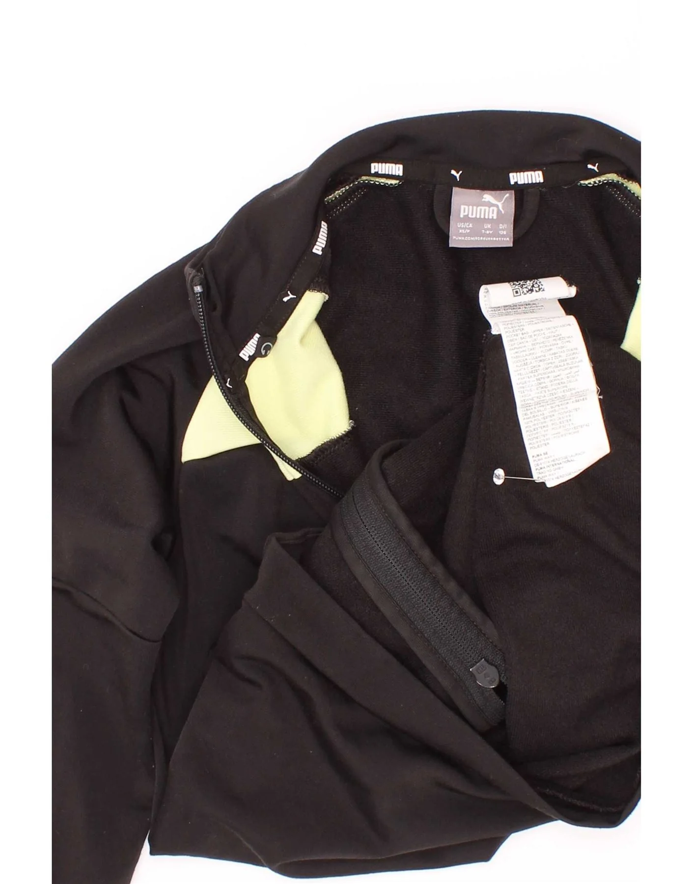 Puma Boys Tracksuit Top Jacket 7-8 Years Black Colourblock Polyester - Image 3