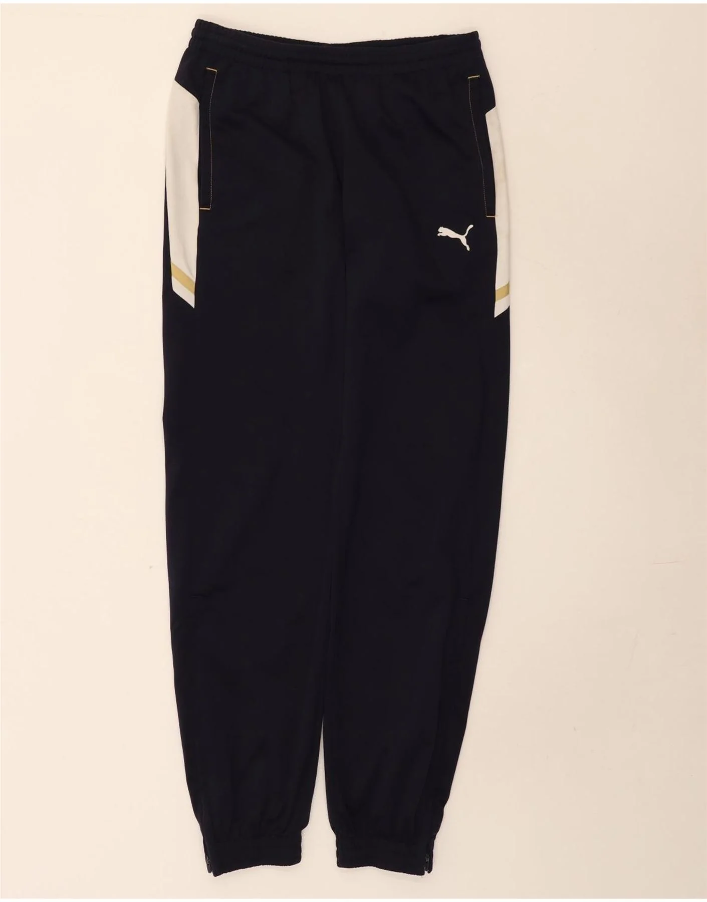 Puma Boys Tracksuit Trousers Joggers 15-16 Years Navy Blue Colourblock