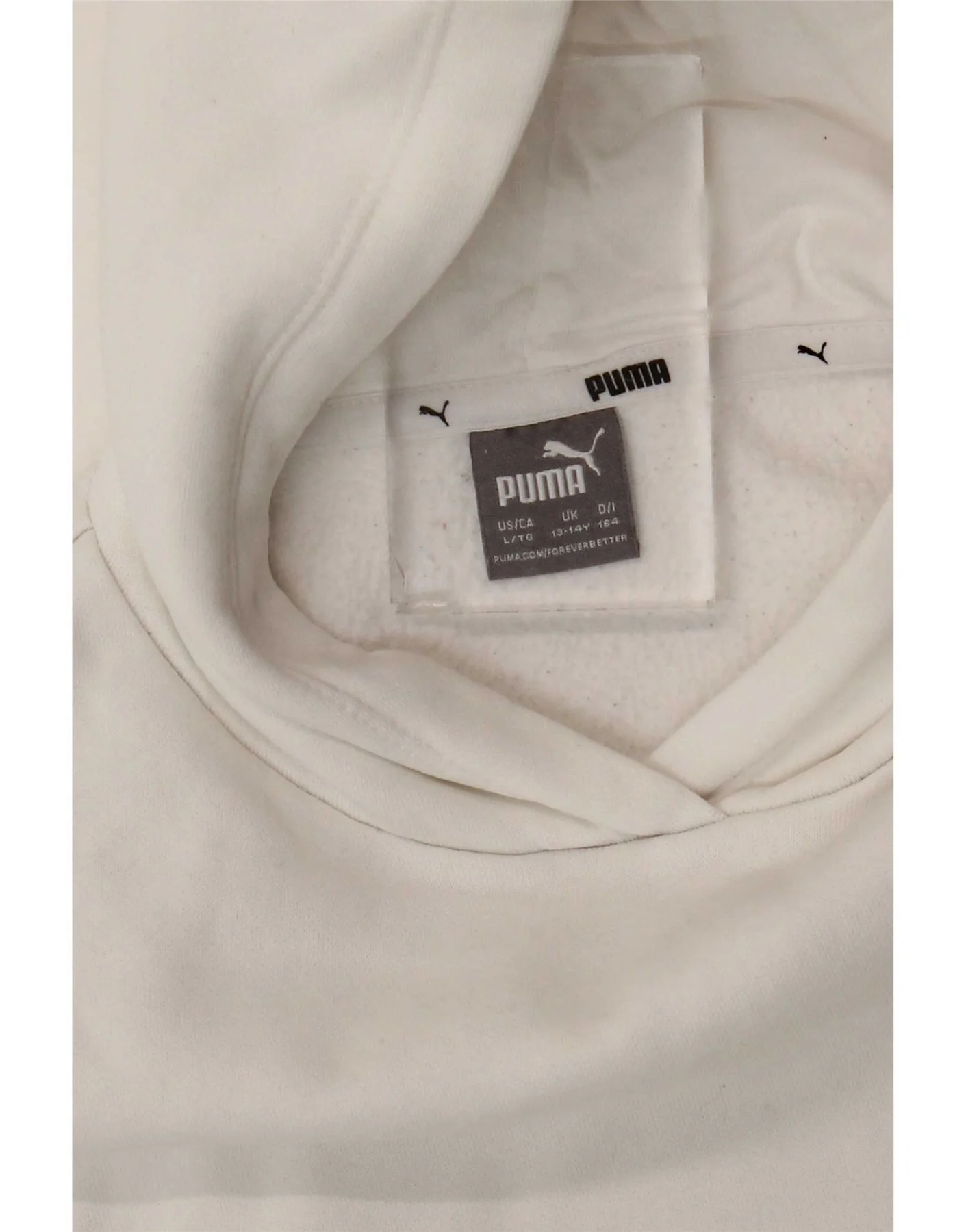 Puma Girls Graphic Crop Hoodie Jumper 13-14 Years White Colourblock - Image 4