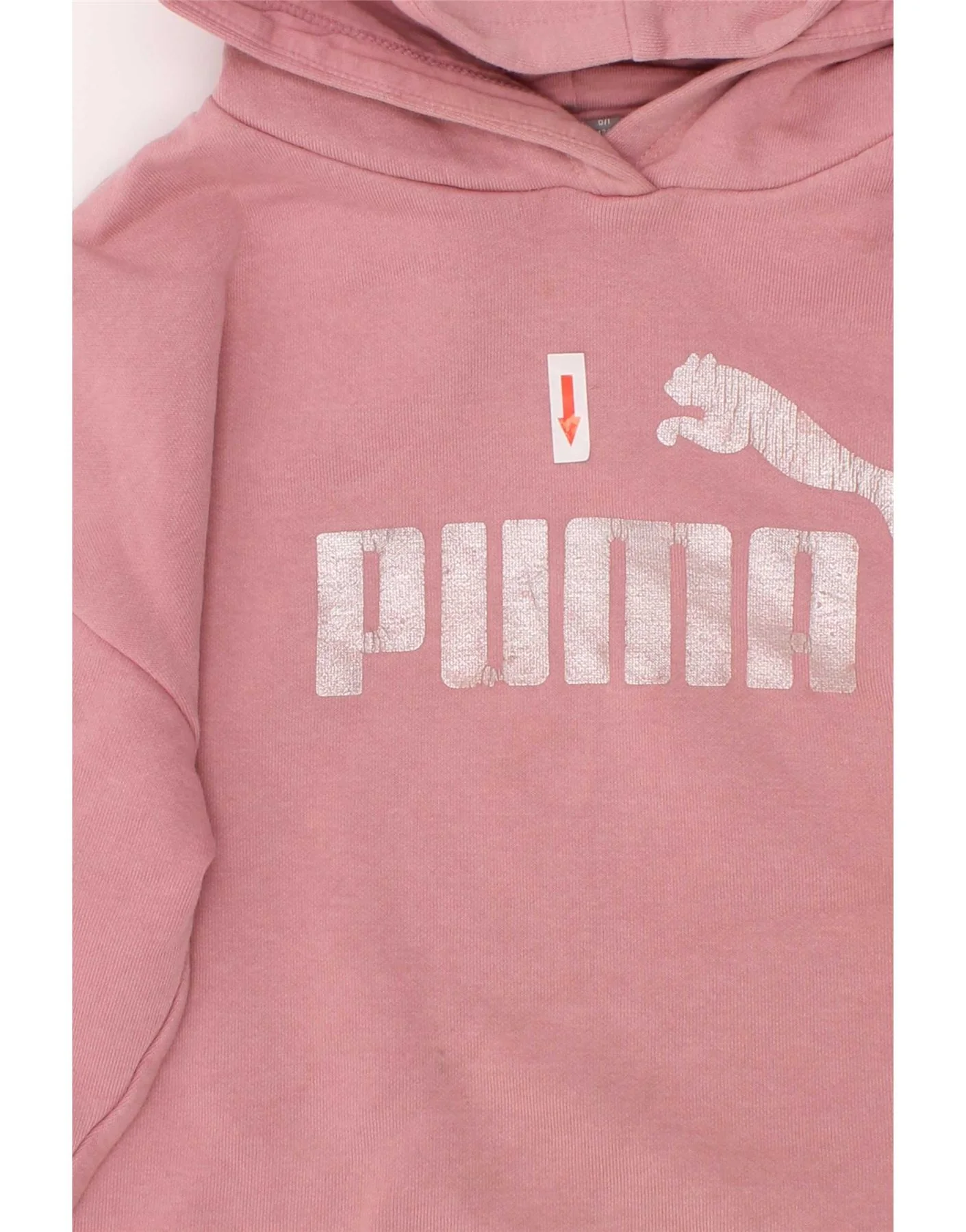 Puma Girls Graphic Hoodie Jumper 7-8 Years Pink Cotton - Image 3