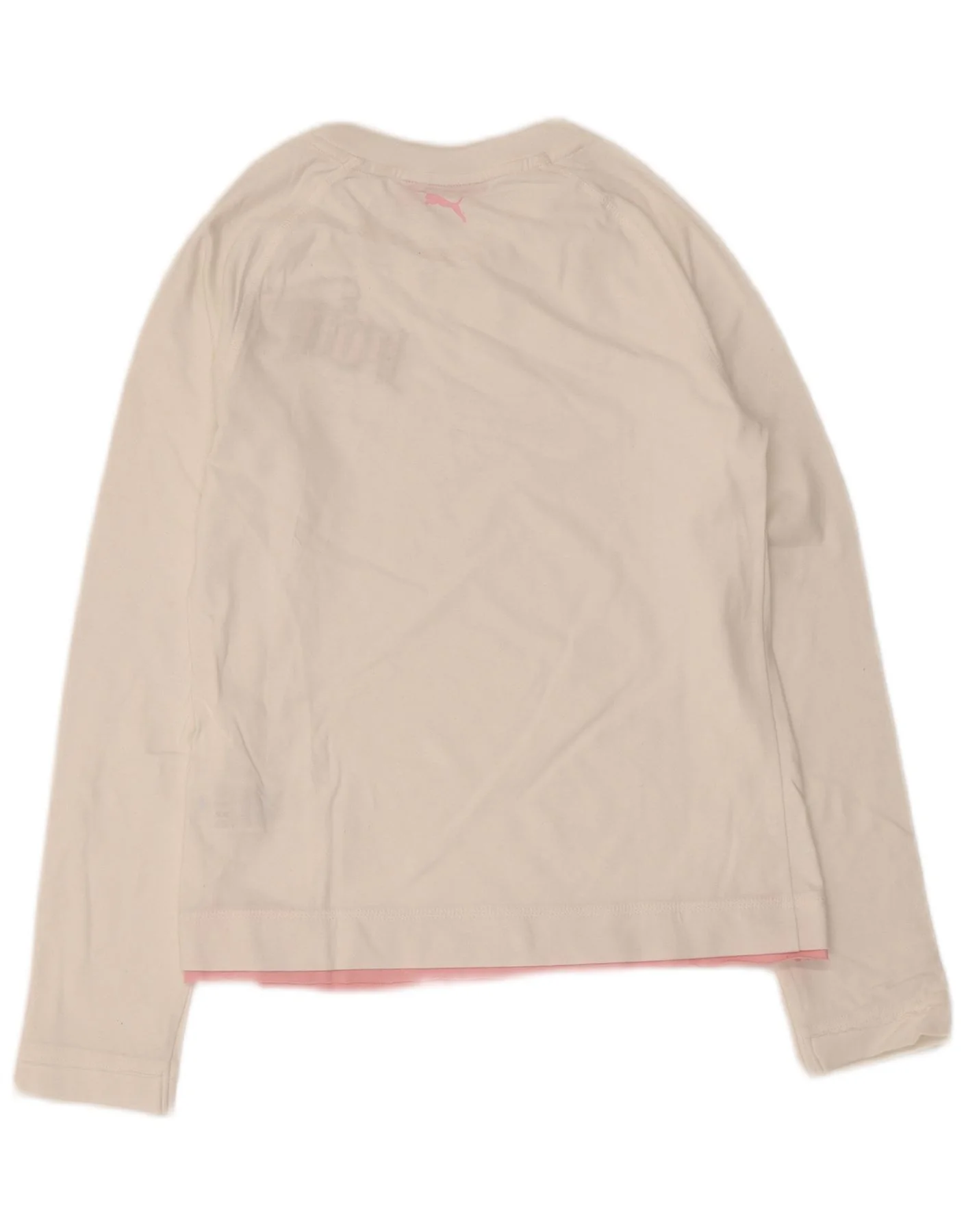 Puma Girls Graphic Top Long Sleeve 13-14 Years White Cotton - Image 2