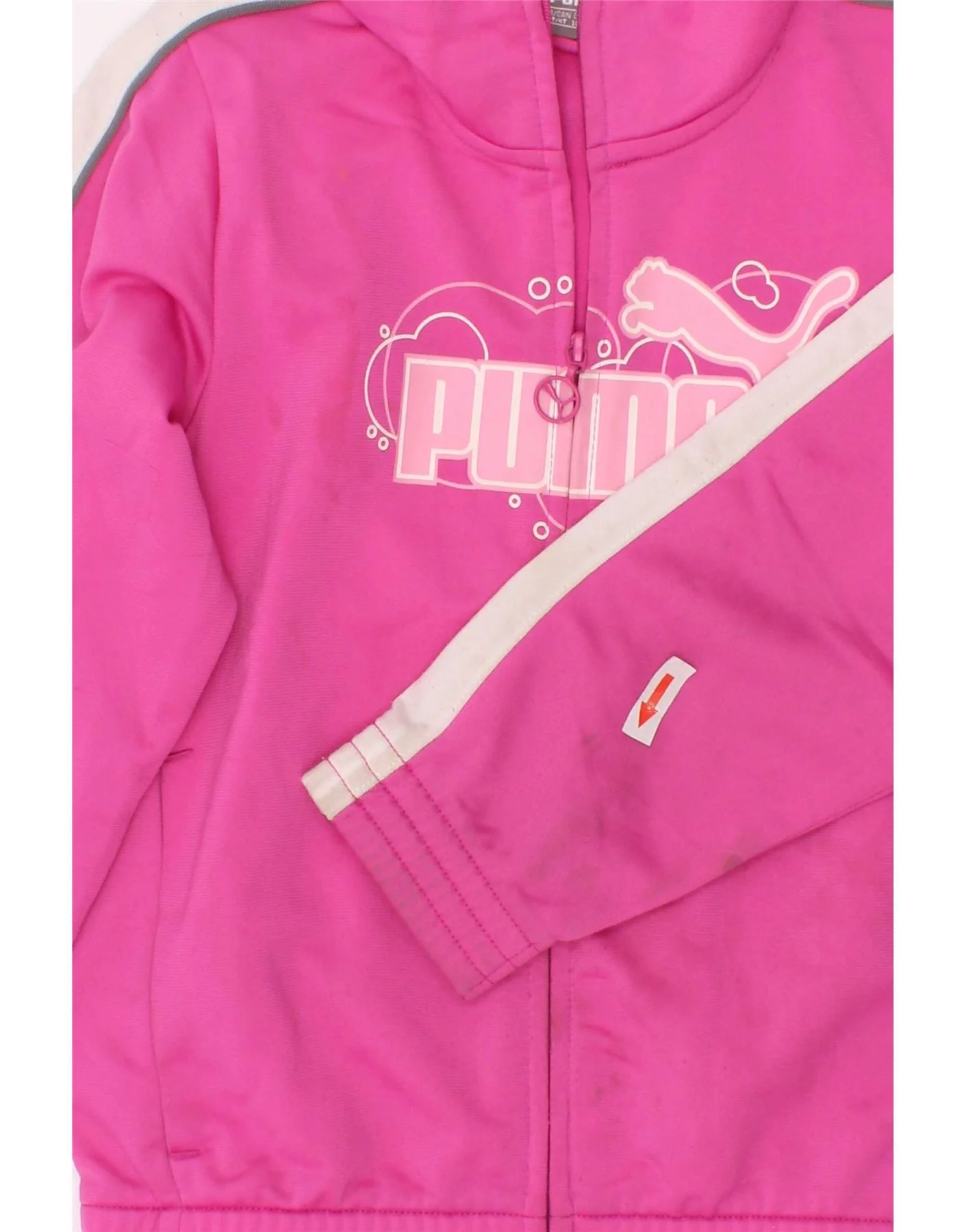 Puma Girls Graphic Tracksuit Top Jacket 3-4 Years Pink Colourblock - Image 3