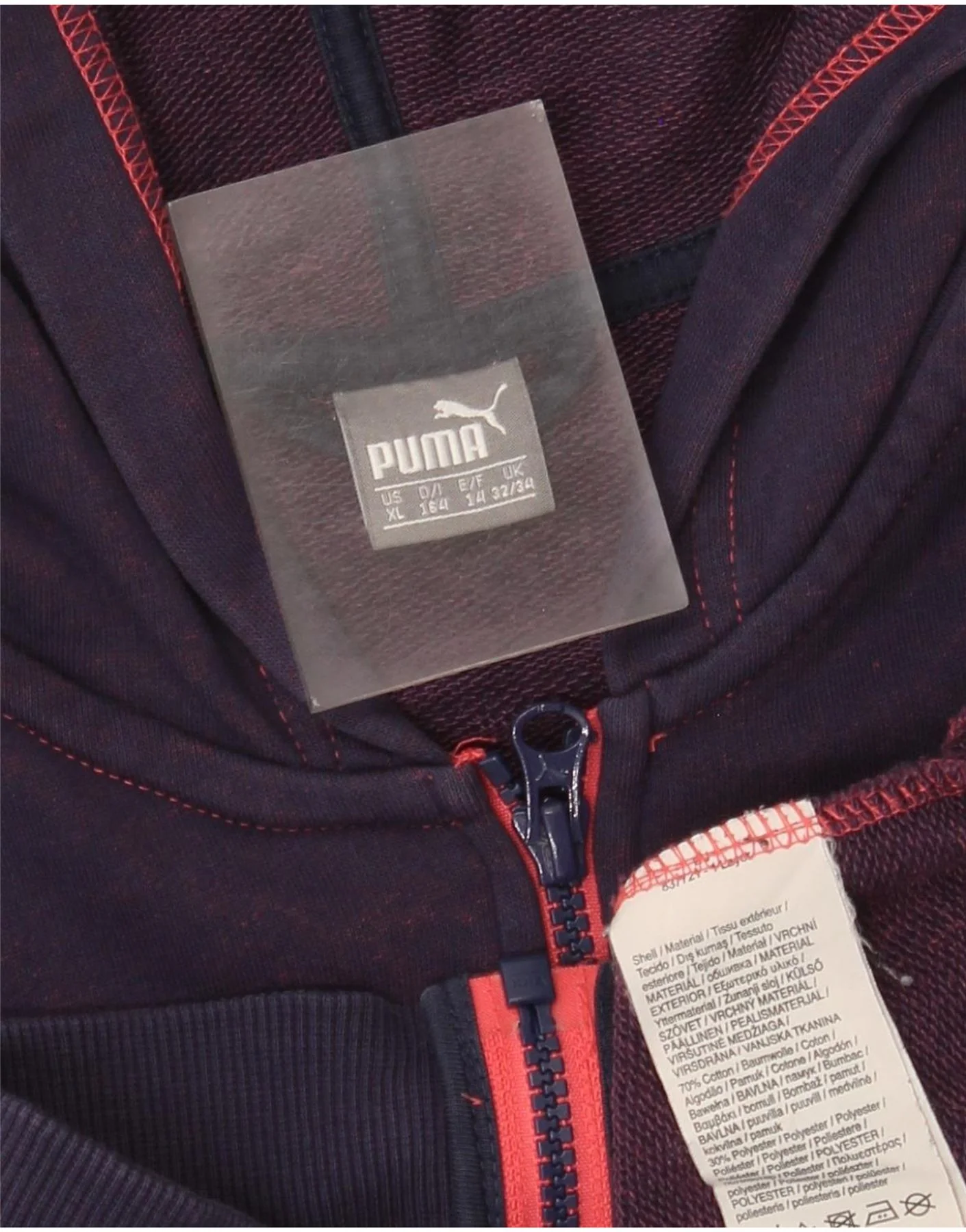 Puma Girls Graphic Zip Hoodie Sweater 13-14 Years Purple Cotton - Image 4