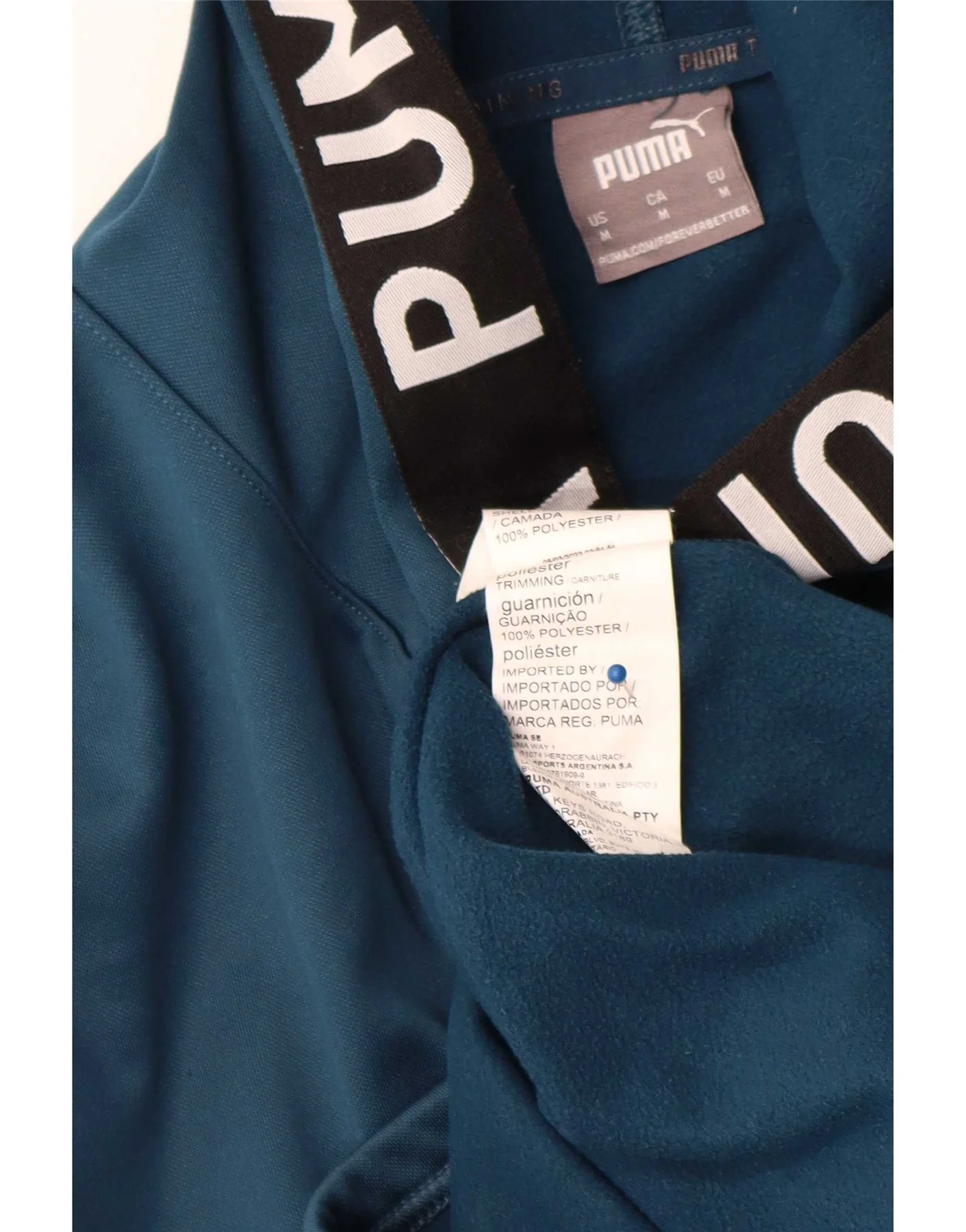 Puma Mens Graphic Hoodie Jumper Medium Navy Blue Colourblock Polyester - Image 4