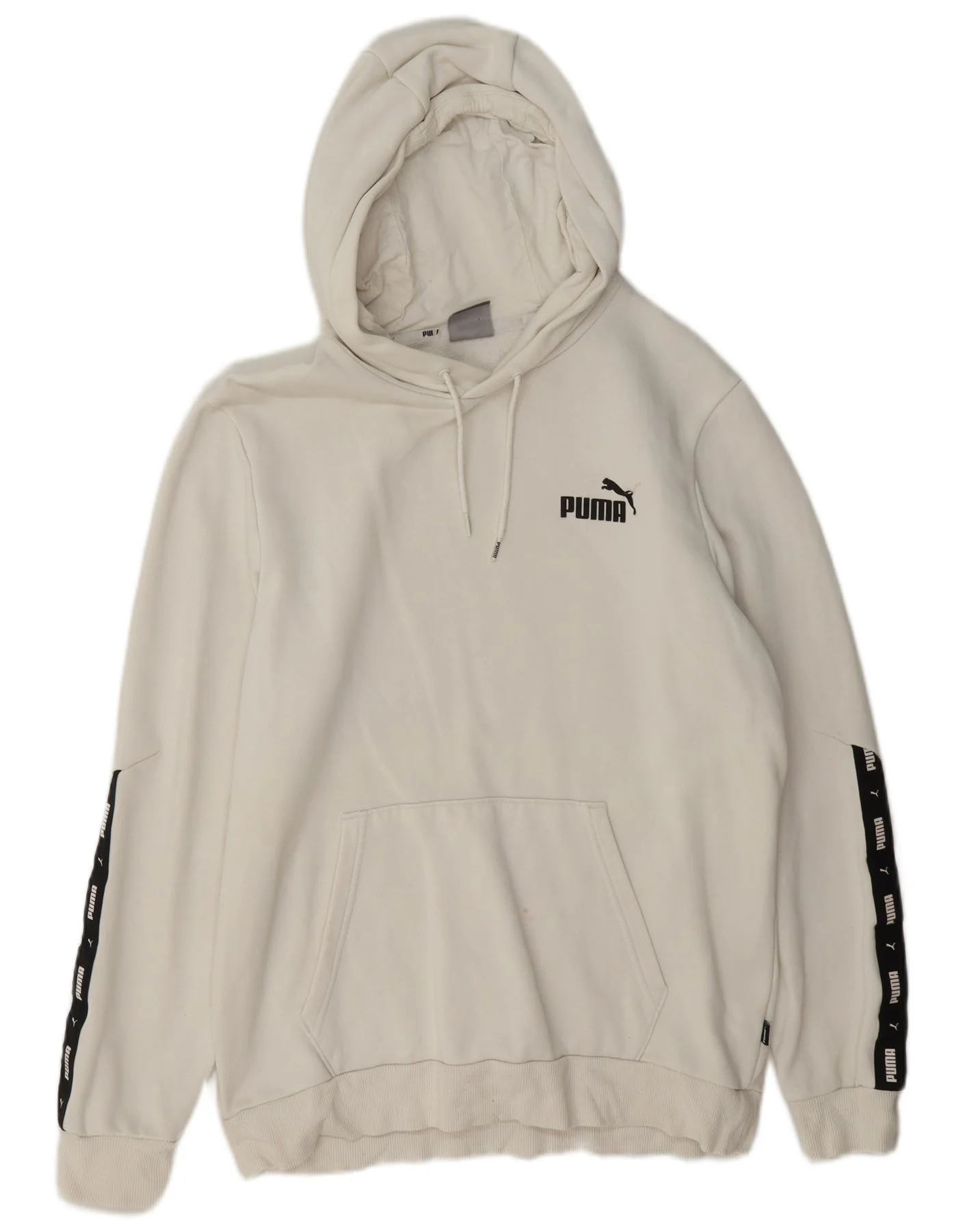 Puma Mens Graphic Hoodie Jumper Medium White Colourblock Cotton