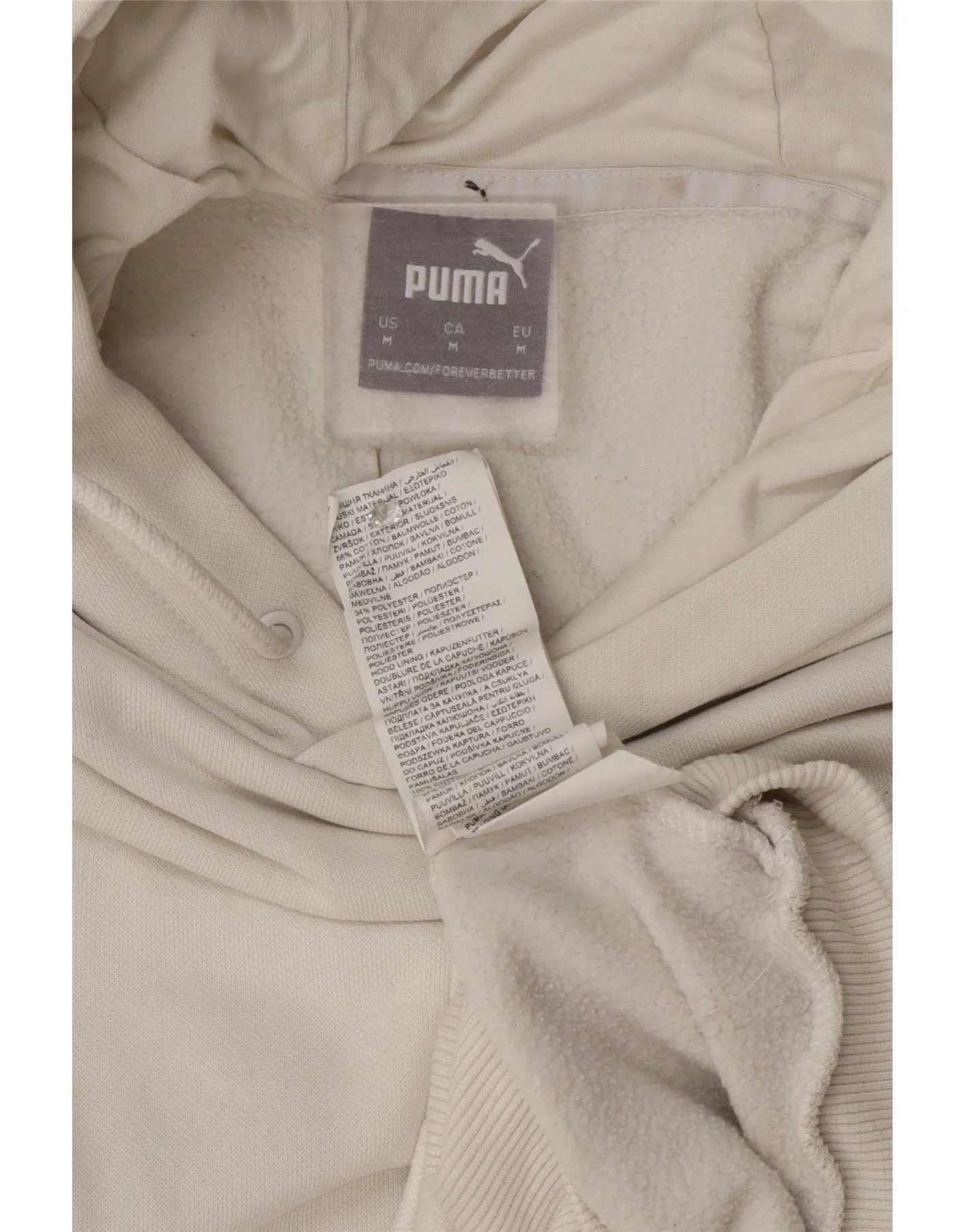 Puma Mens Graphic Hoodie Jumper Medium White Colourblock Cotton - Image 5