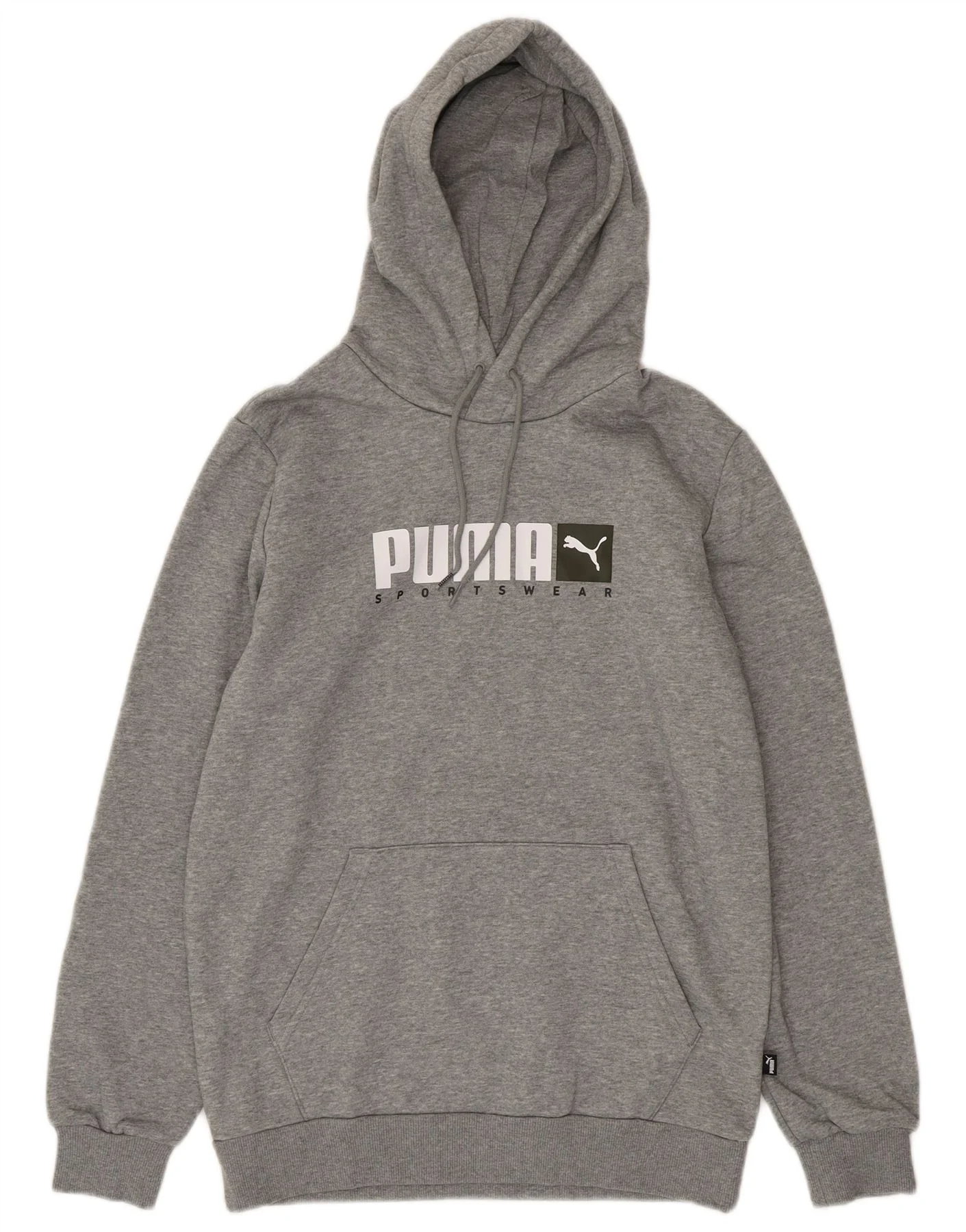 Puma Mens Graphic Hoodie Jumper Small Grey Cotton