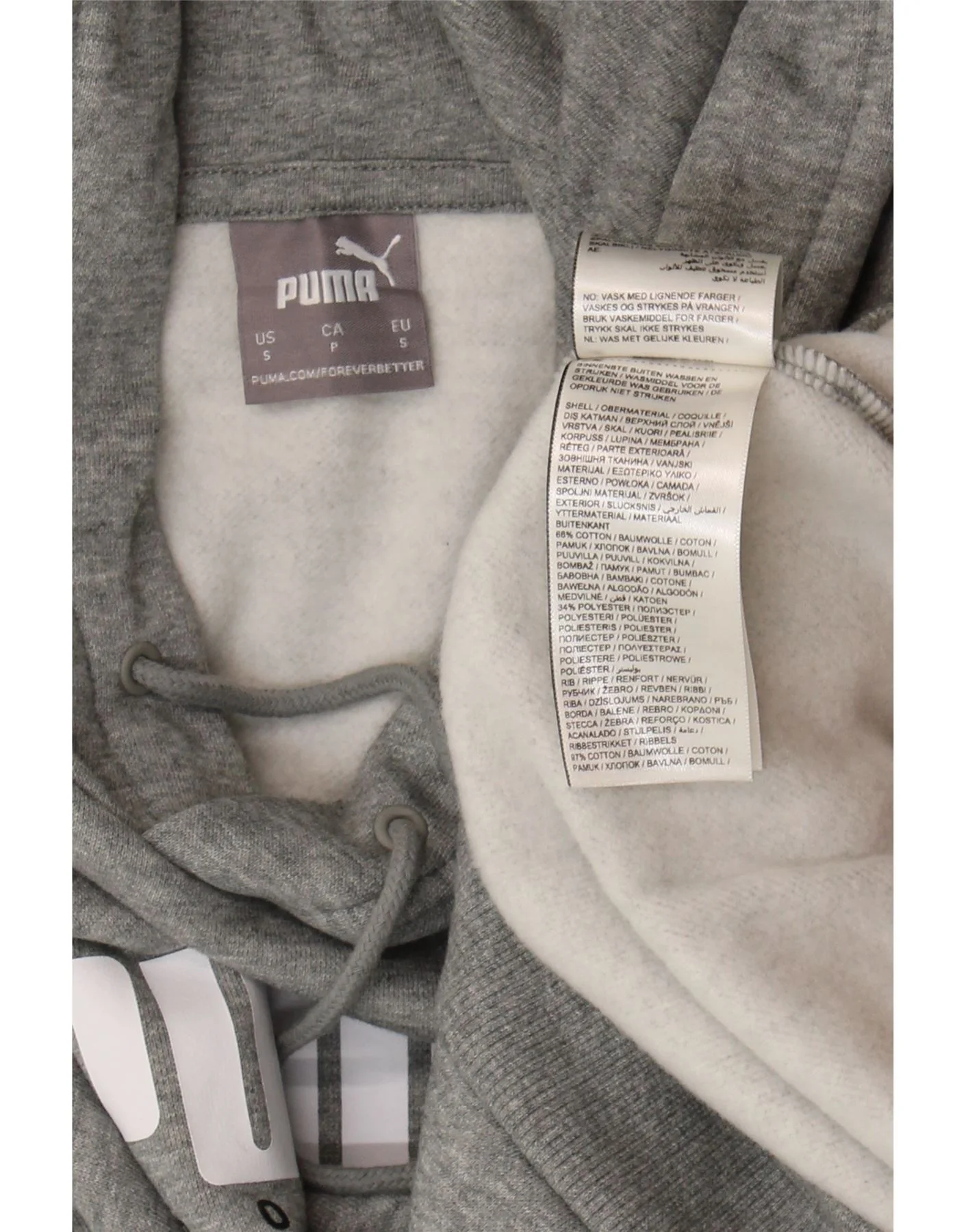 Puma Mens Graphic Hoodie Jumper Small Grey Cotton - Image 3