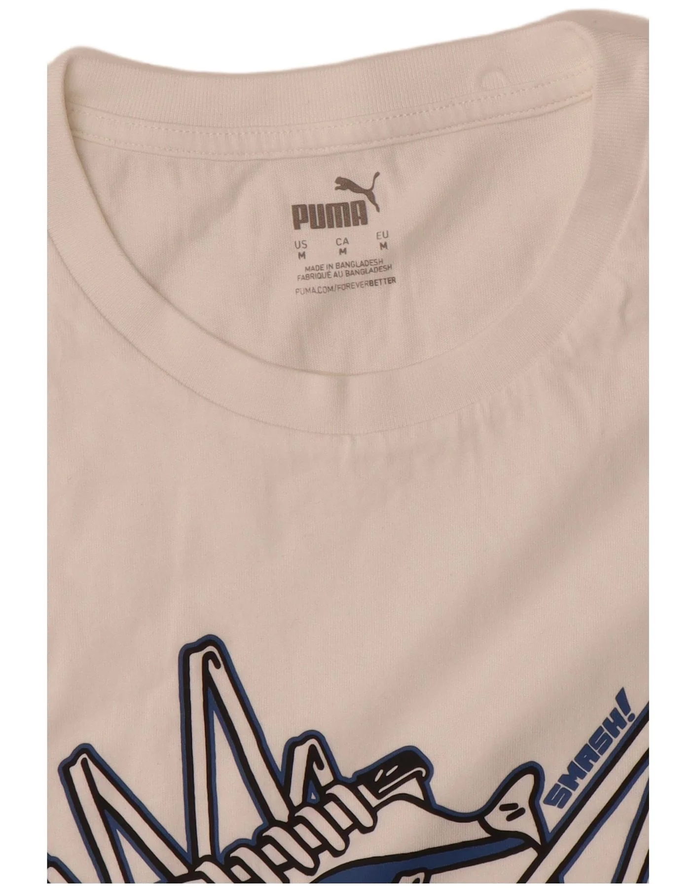 Puma Mens Graphic T-Shirt Top Medium White - Image 3