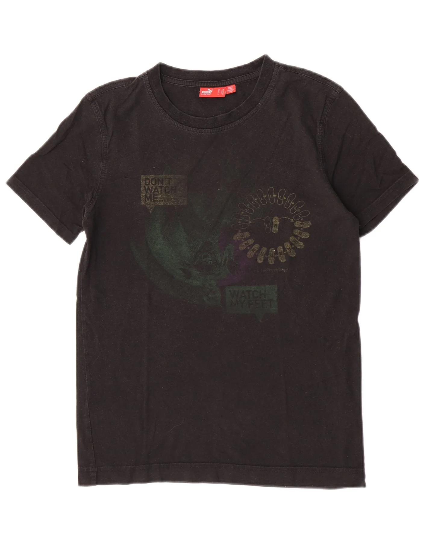 Puma Mens Graphic T-Shirt Top XS Black Cotton