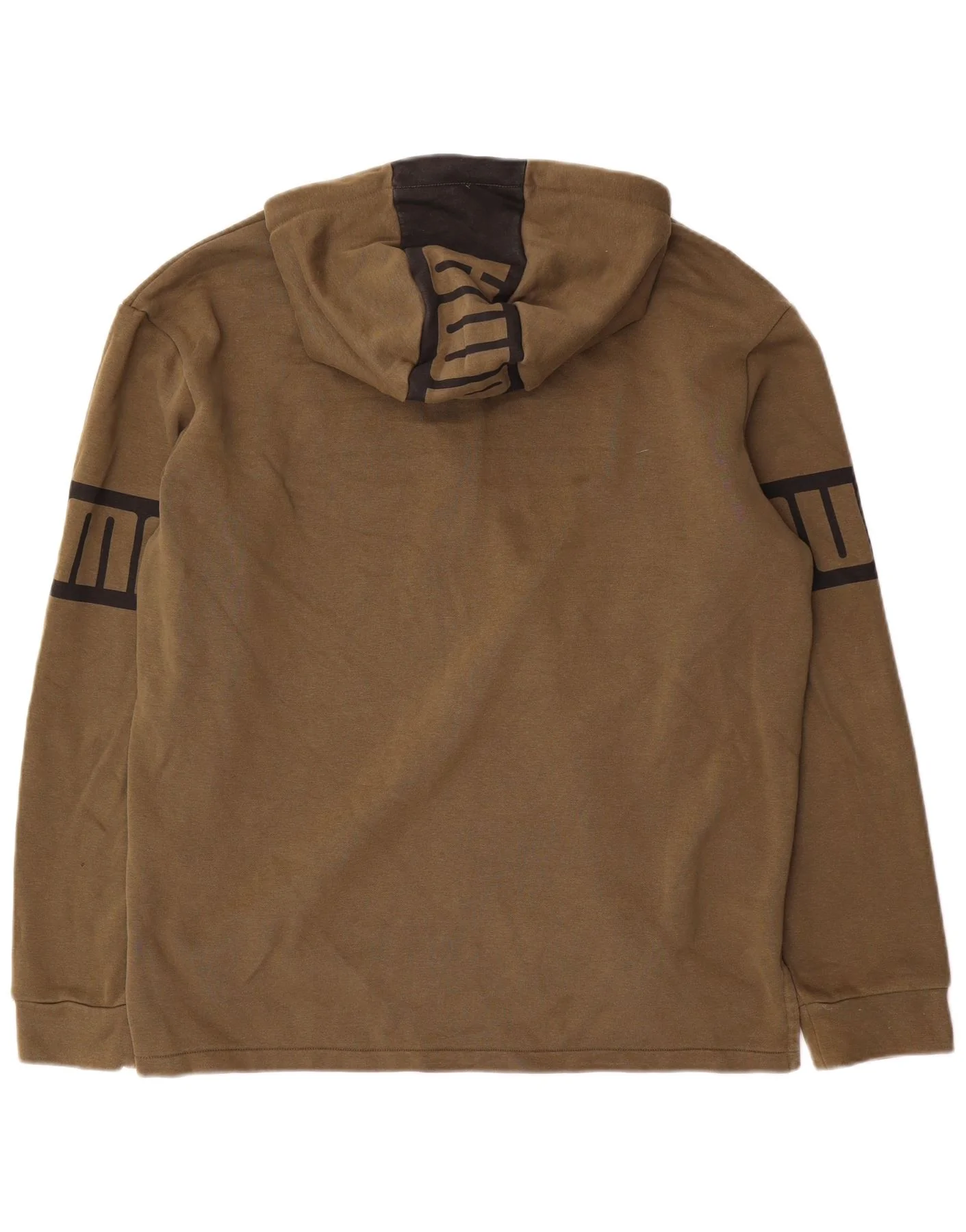 Puma Mens Graphic Zip Hoodie Sweater Large Khaki Colourblock Cotton - Image 2