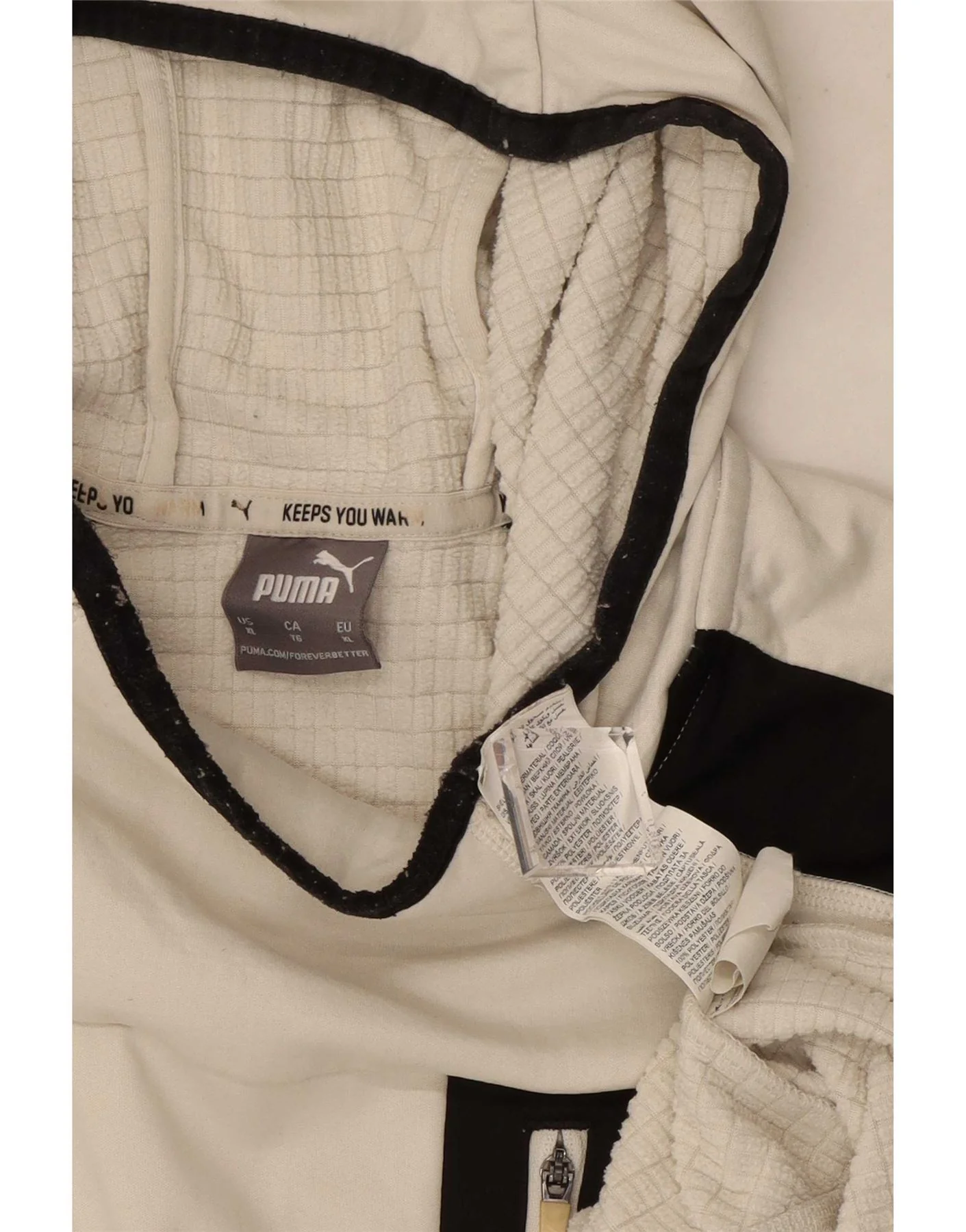 Puma Mens Hoodie Jumper XL White Colourblock Polyester - Image 4