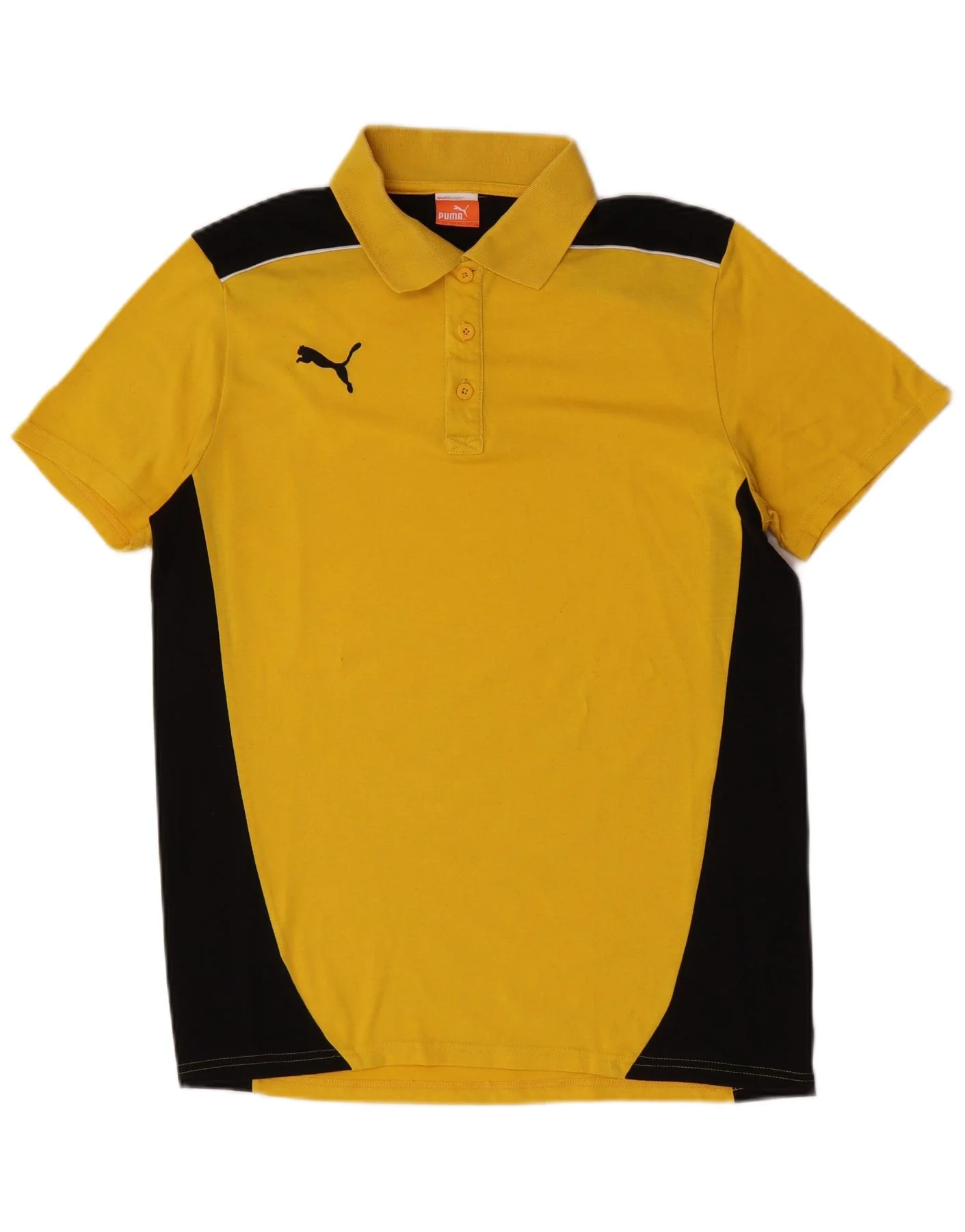 Puma Mens Polo Shirt Large Yellow Colourblock Polyester