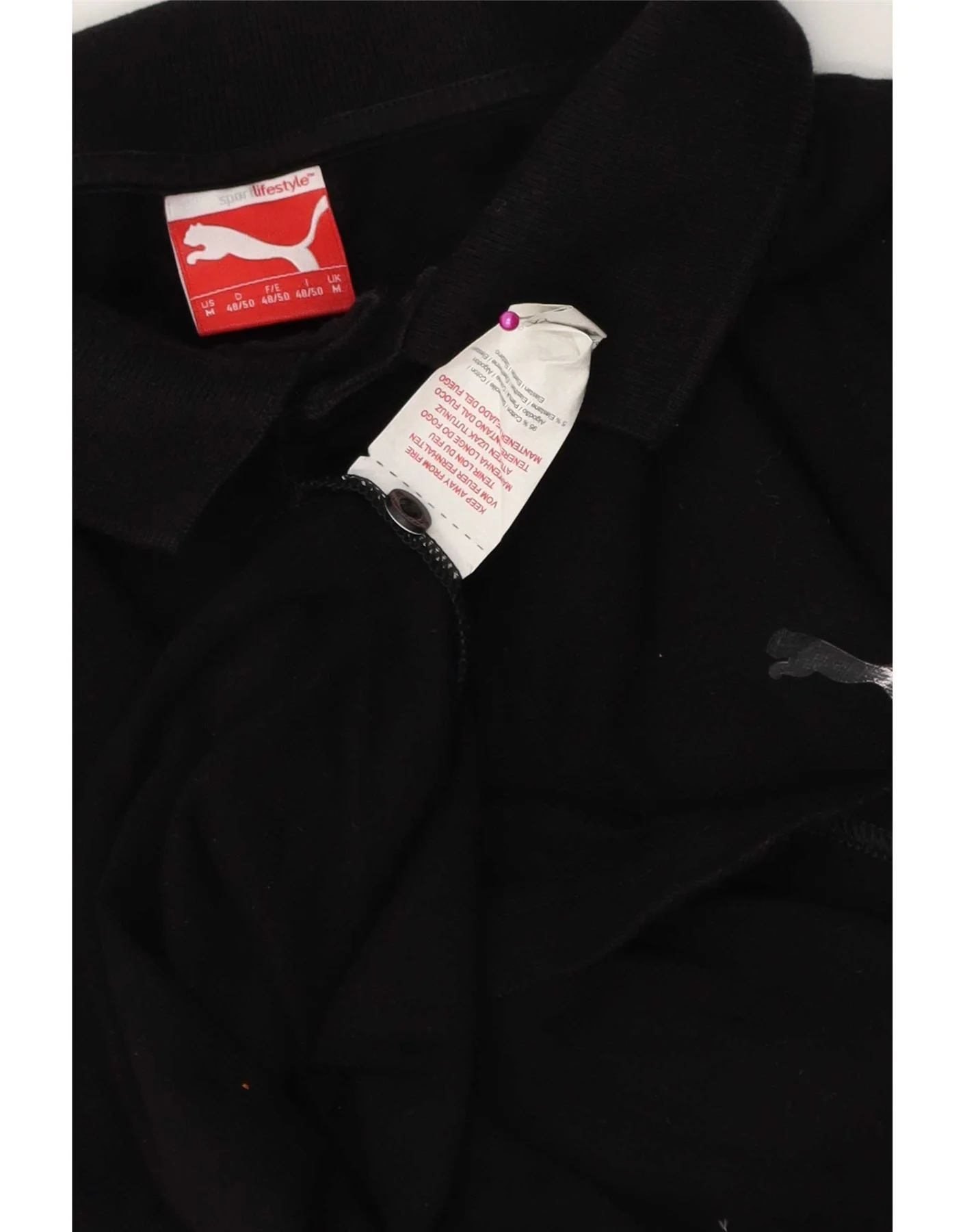 Puma Mens Polo Shirt Medium Black Cotton - Image 3