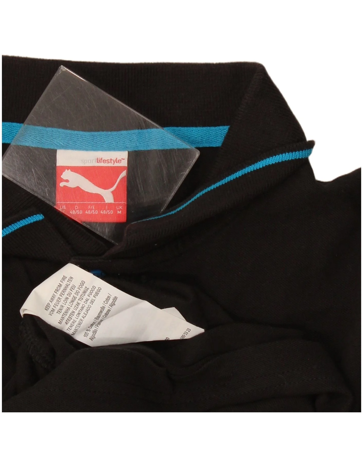 Puma Mens Polo Shirt Medium Black Cotton - Image 3