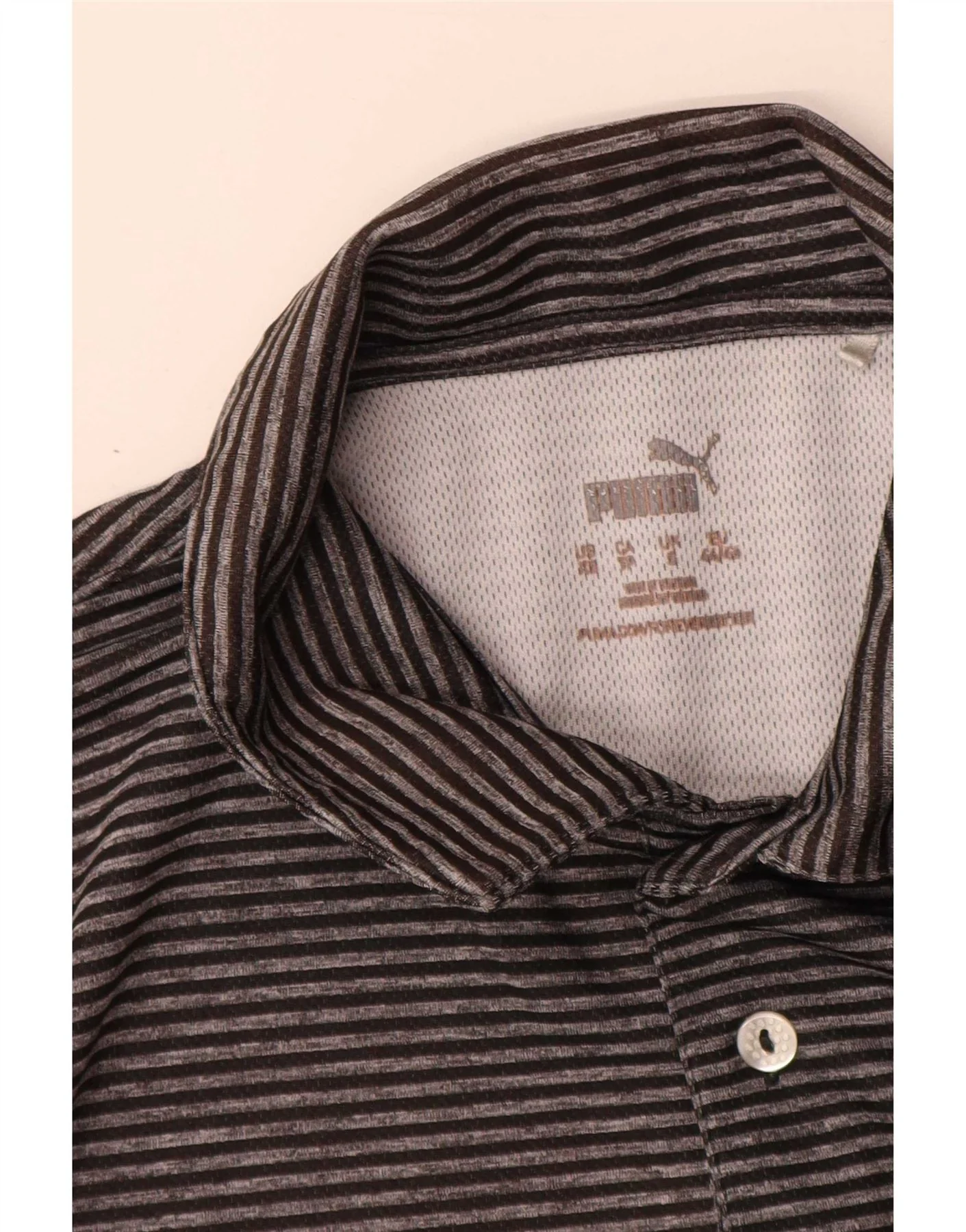 Puma Mens Polo Shirt Small Grey Pinstripe Polyester - Image 3