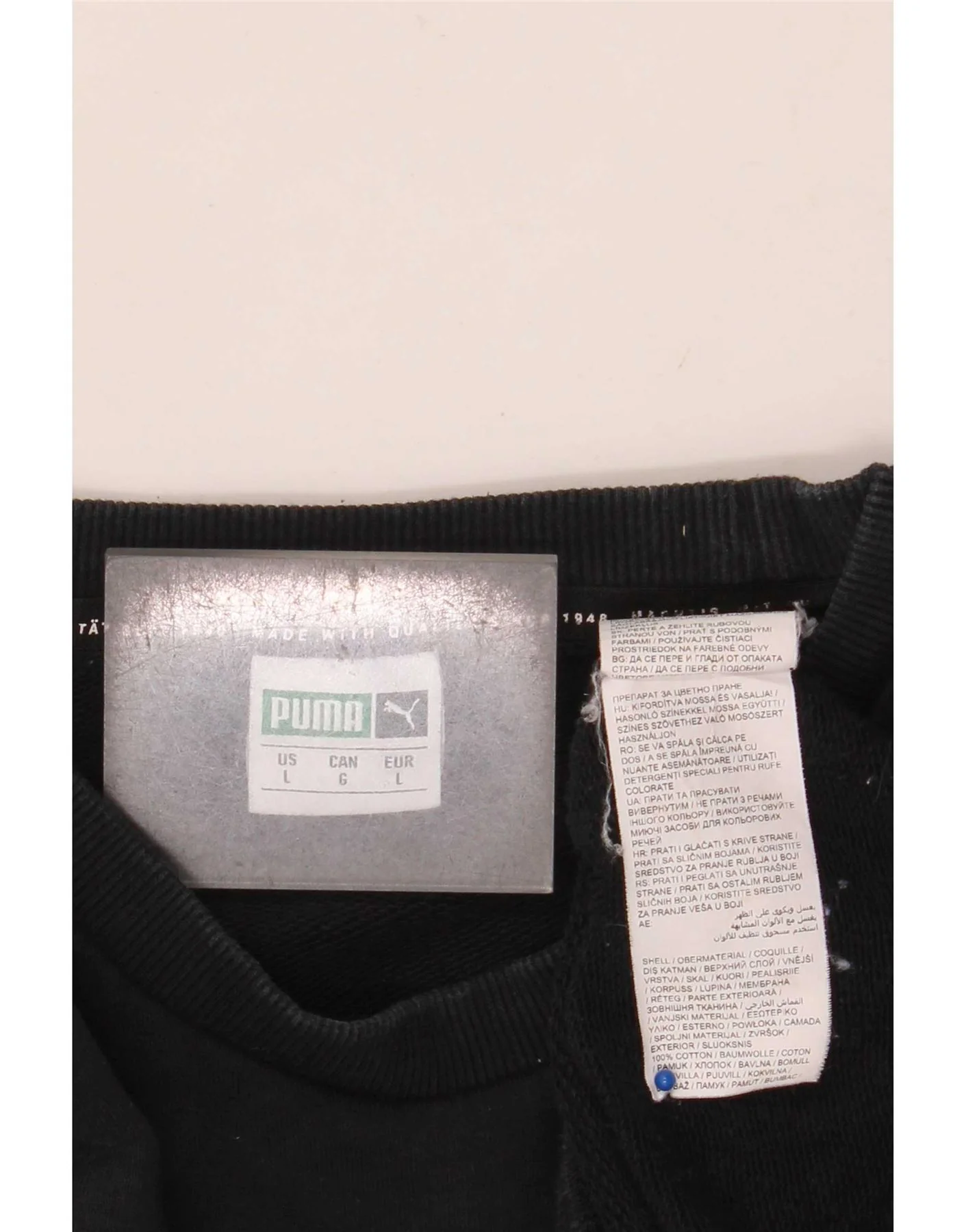 Puma Mens Sweatshirt Jumper Large Black Cotton - Image 4