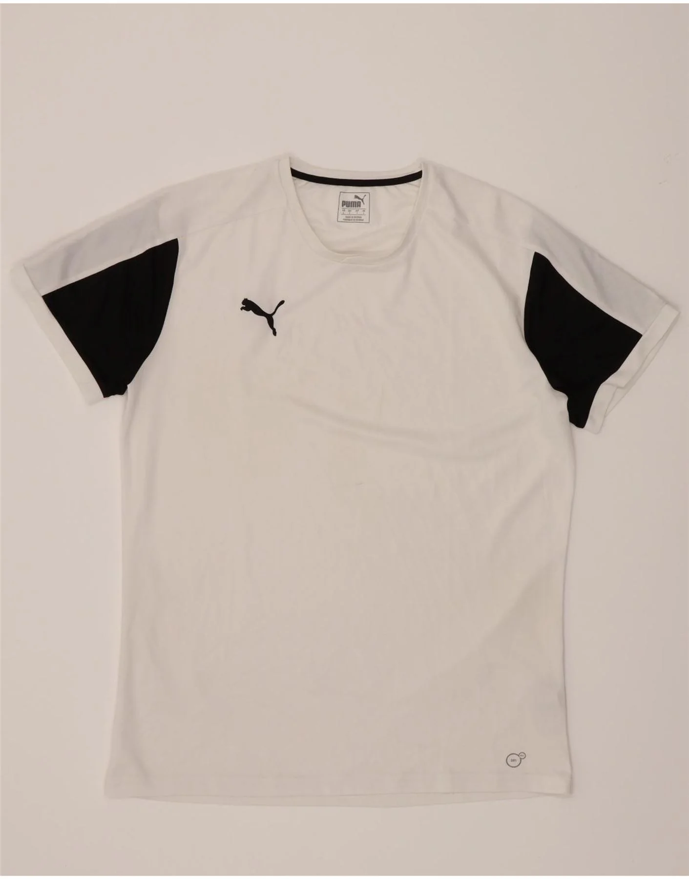 Puma Mens T-Shirt Top Large White Colourblock Polyester
