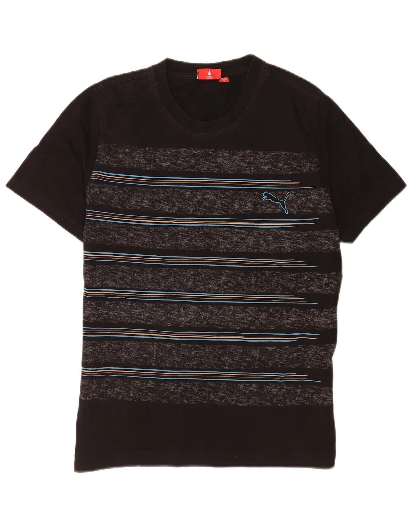 Puma Mens T-Shirt Top Medium Black Striped