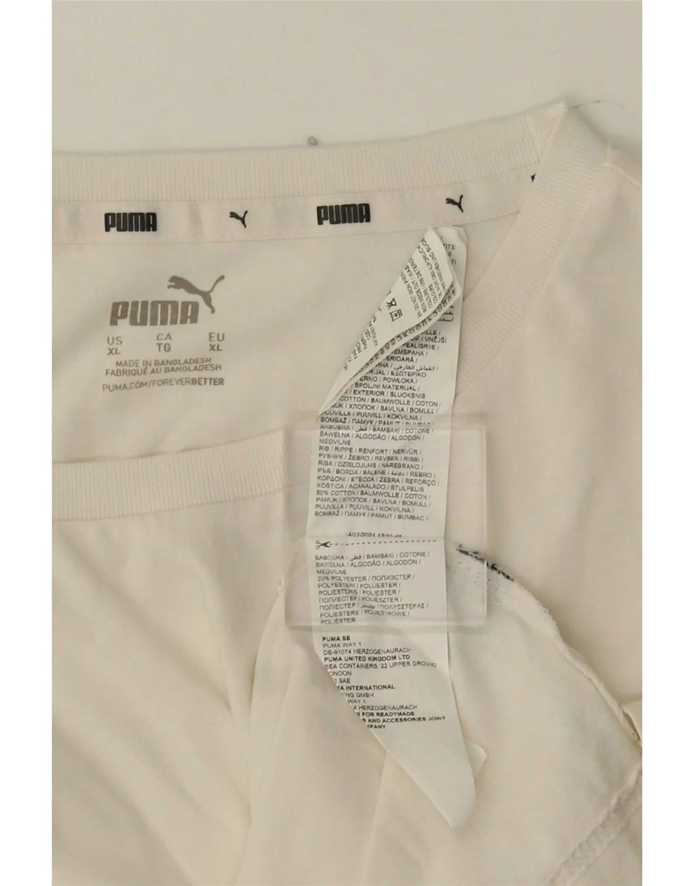 Puma Mens T-Shirt Top XL White Cotton - Image 3