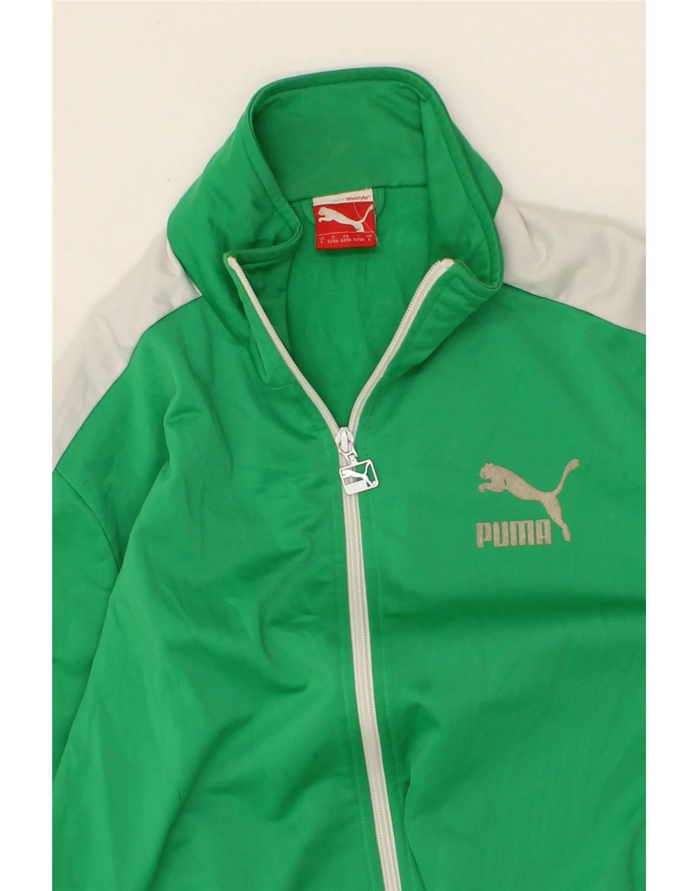 PUMA Mens Tracksuit Top Jacket Large Green Polyester - Image 4