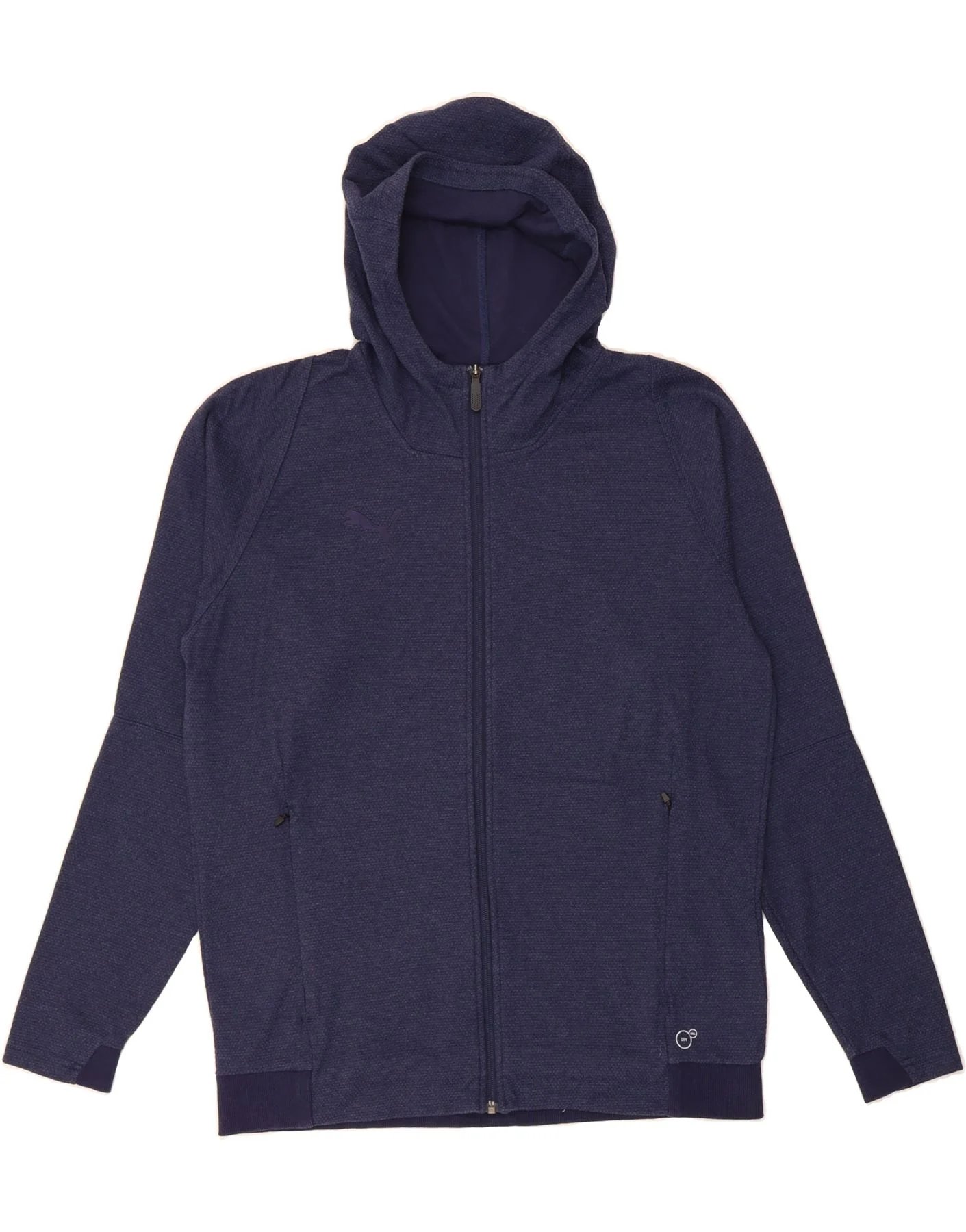 PUMA Mens Zip Hoodie Sweater Large Navy Blue Cotton