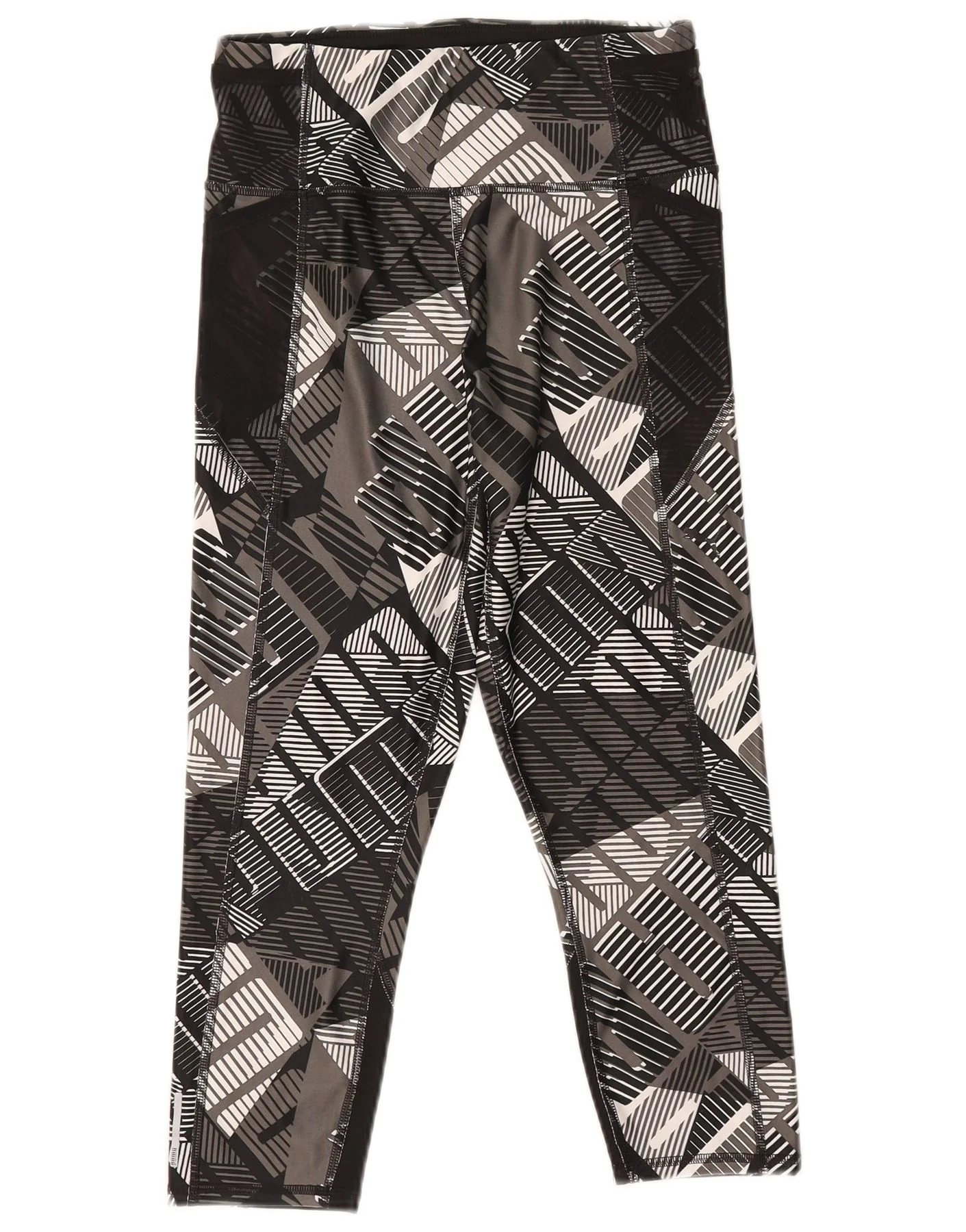 Puma Womens Capri Leggings UK 12 Medium Black Geometric Polyester