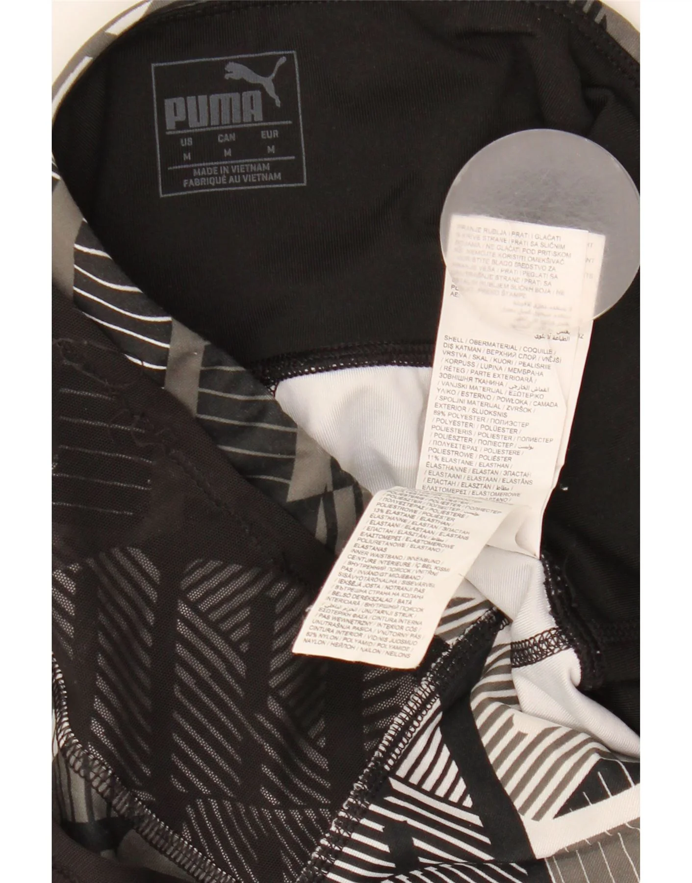 Puma Womens Capri Leggings UK 12 Medium Black Geometric Polyester - Image 3