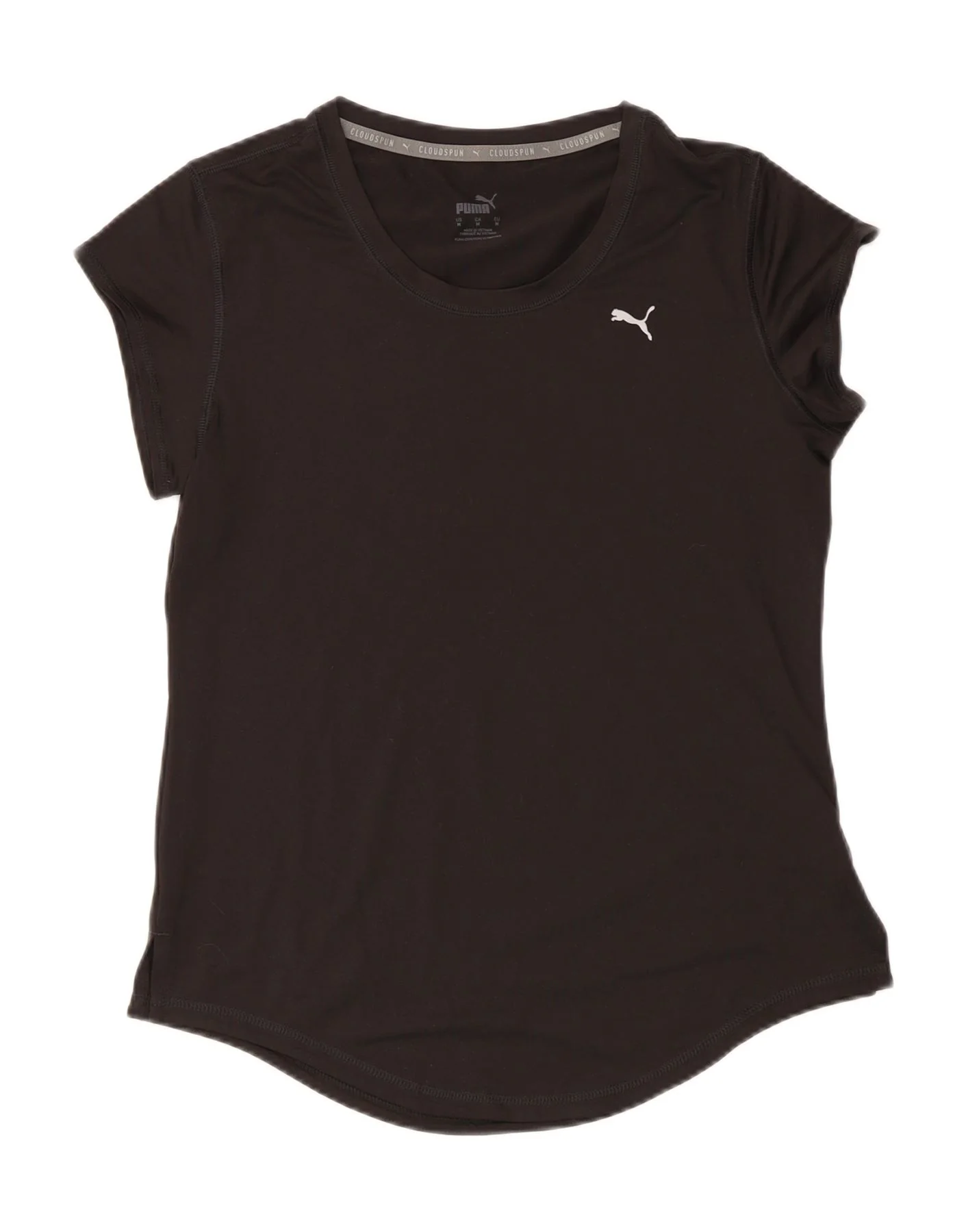 Puma Womens Cloudspun T-Shirt Top UK 12 Medium Black Polyester