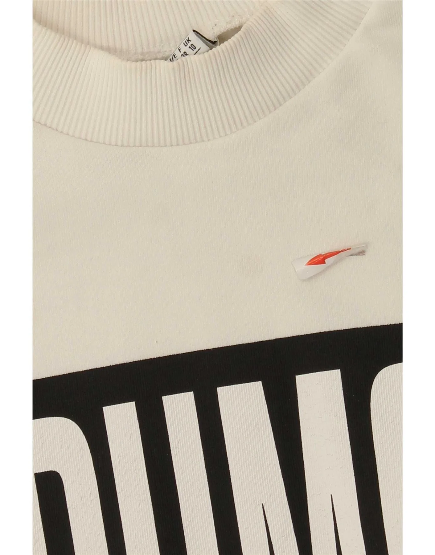 Puma Womens Graphic Loose Fit Sweatshirt Jumper UK 10 Small White Cotton - Image 3
