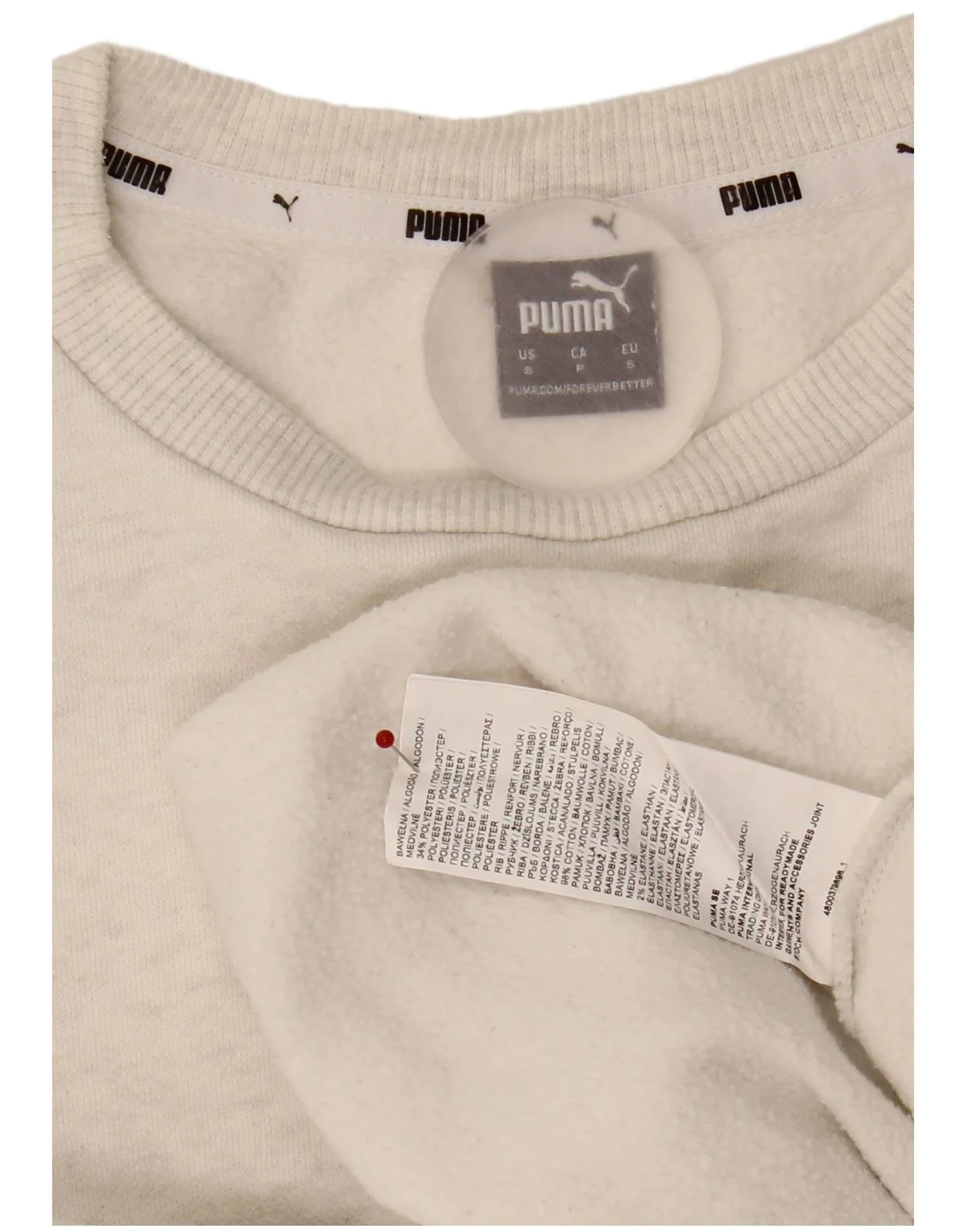 Puma Womens Graphic Oversized Sweatshirt Jumper UK 10 Small Grey Cotton - Image 4