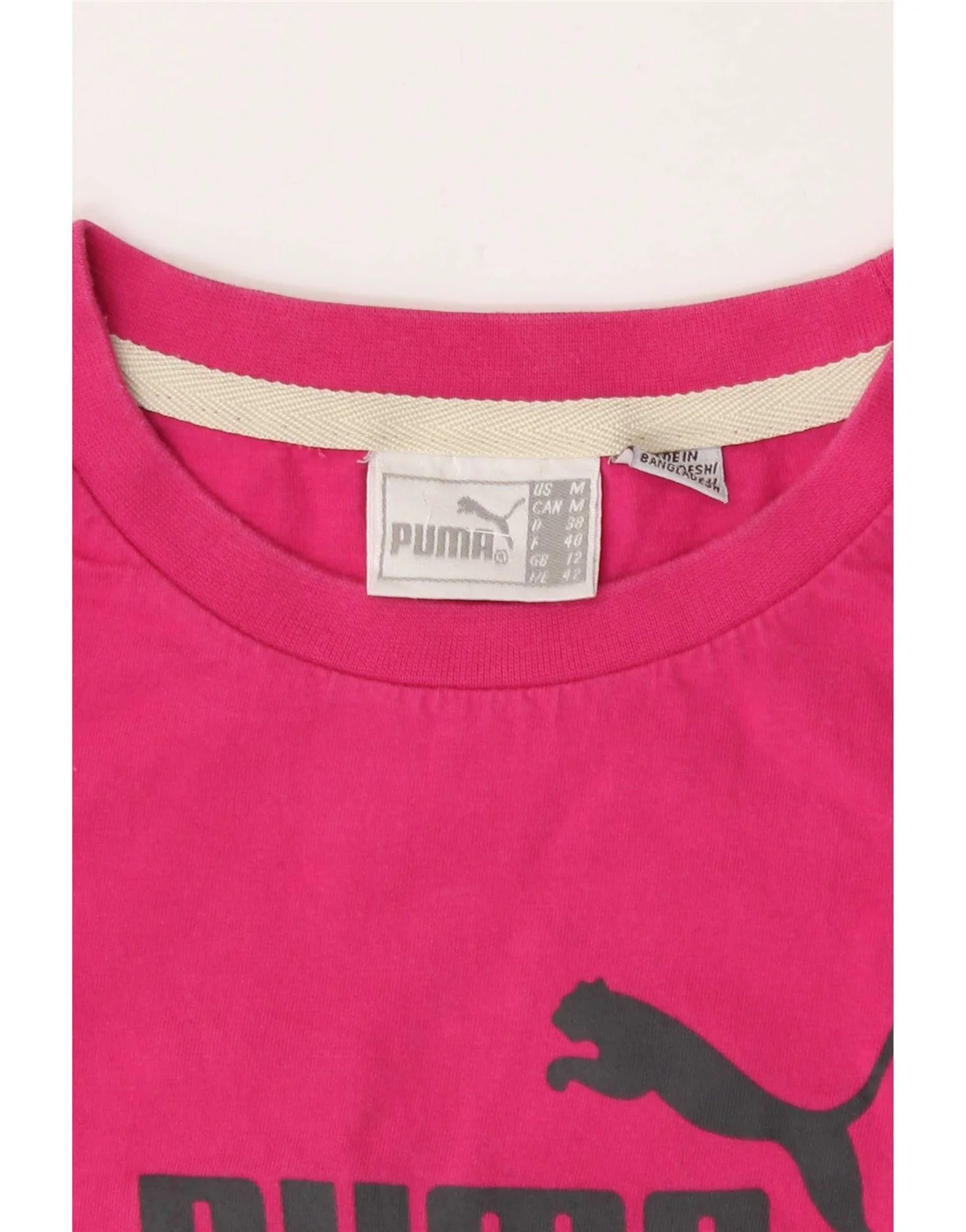 Puma Womens Graphic T-Shirt Top UK 12 Medium Pink - Image 3