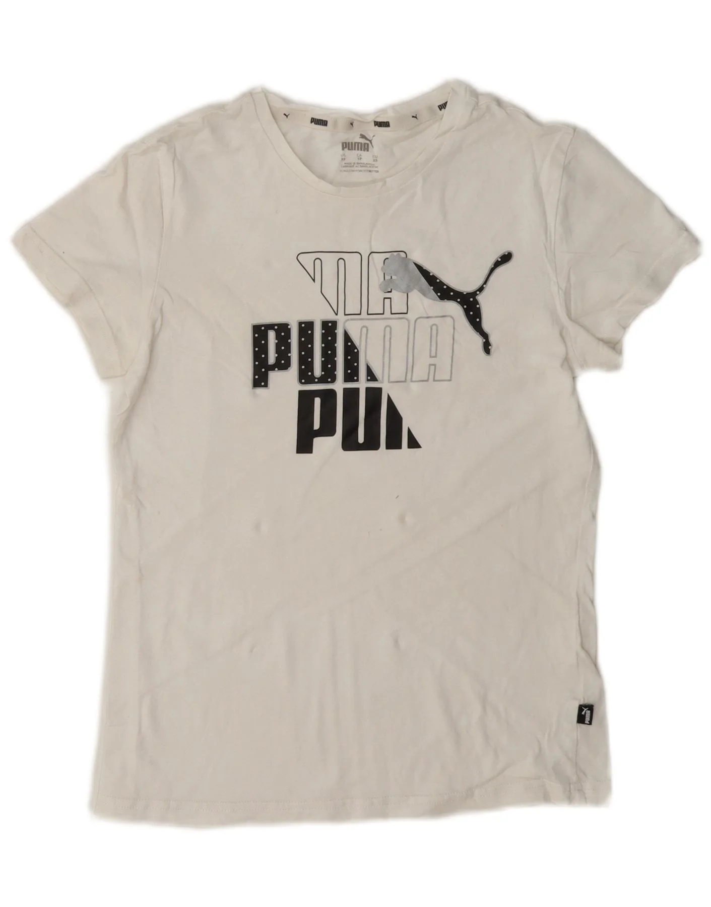 Puma Womens Graphic T-Shirt Top UK 6 XS White