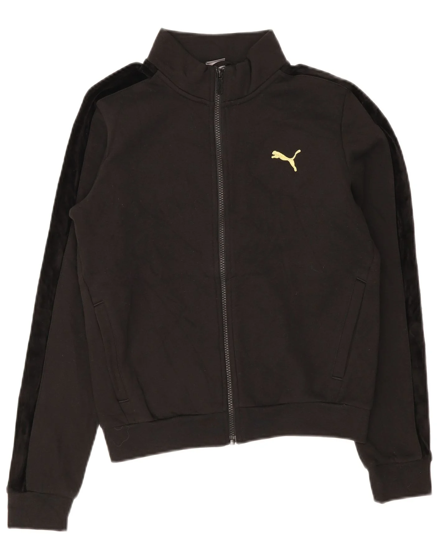 Puma Womens Graphic Tracksuit Top Jacket UK 6 XS Black Colourblock Cotton
