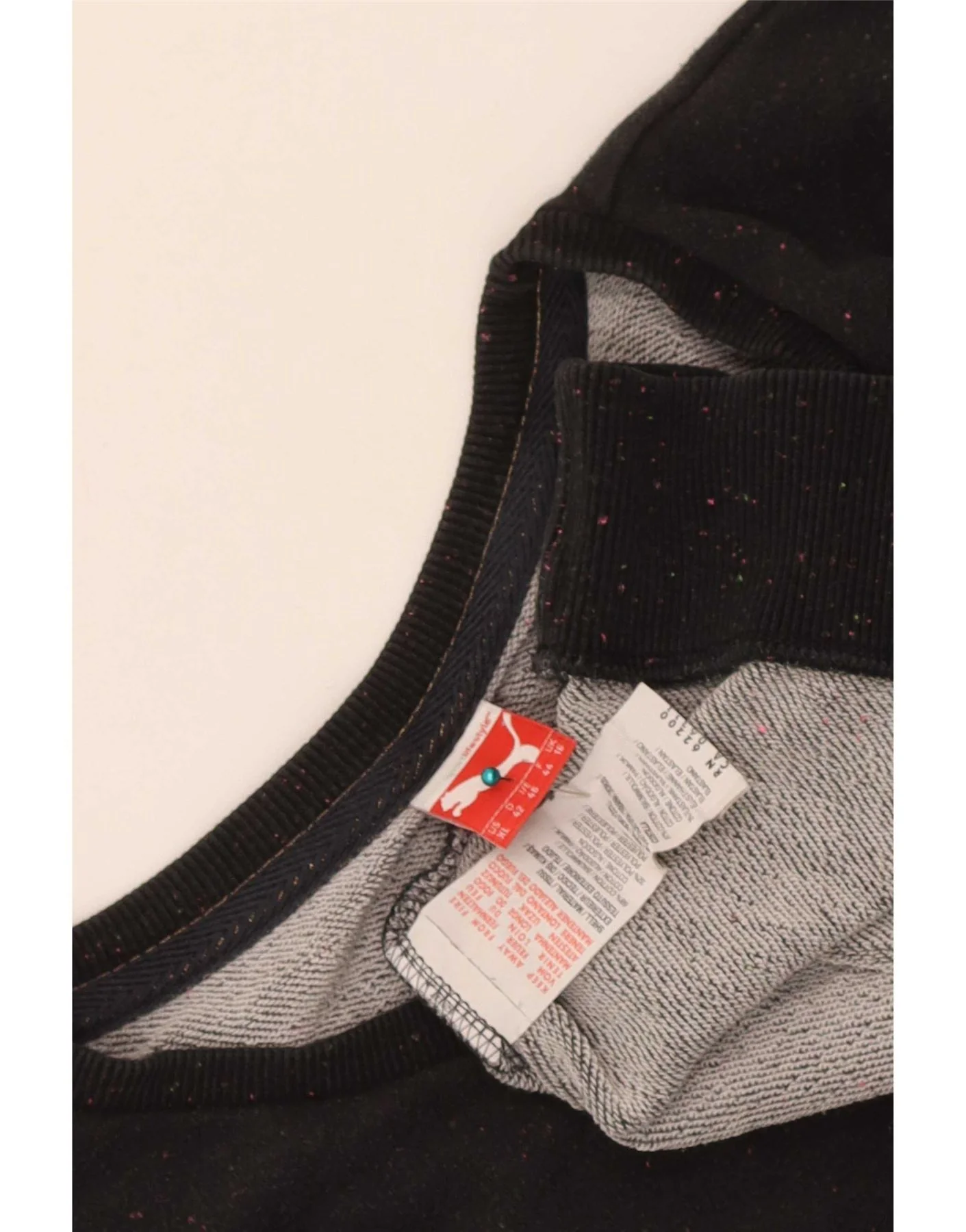 Puma Womens Oversized Sweatshirt Jumper UK 16 Large Black Flecked Cotton - Image 3