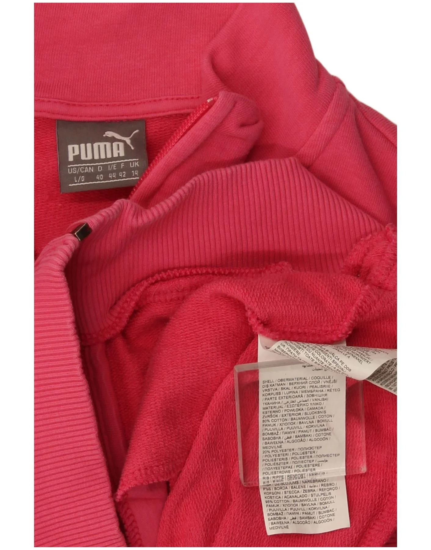 Puma Womens Tracksuit Top Jacket UK 14 Large Pink Cotton - Image 3