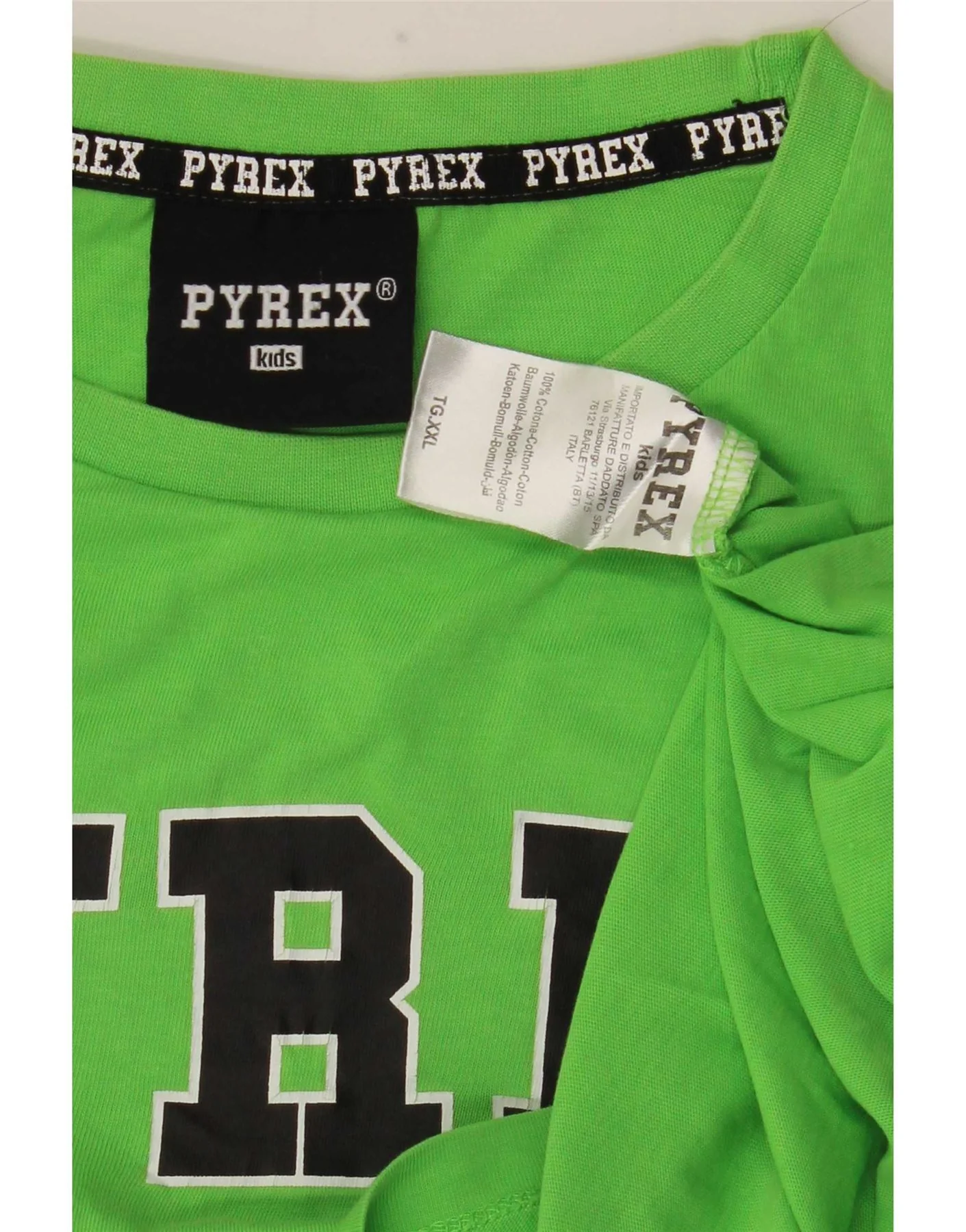 Pyrex Girls Graphic T-Shirt Top 14-15 Years 2XL Green Cotton - Image 3