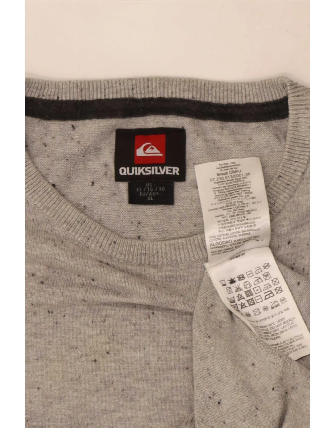 Quiksilver Mens Crew Neck Jumper Sweater XL Grey Cotton - Image 5
